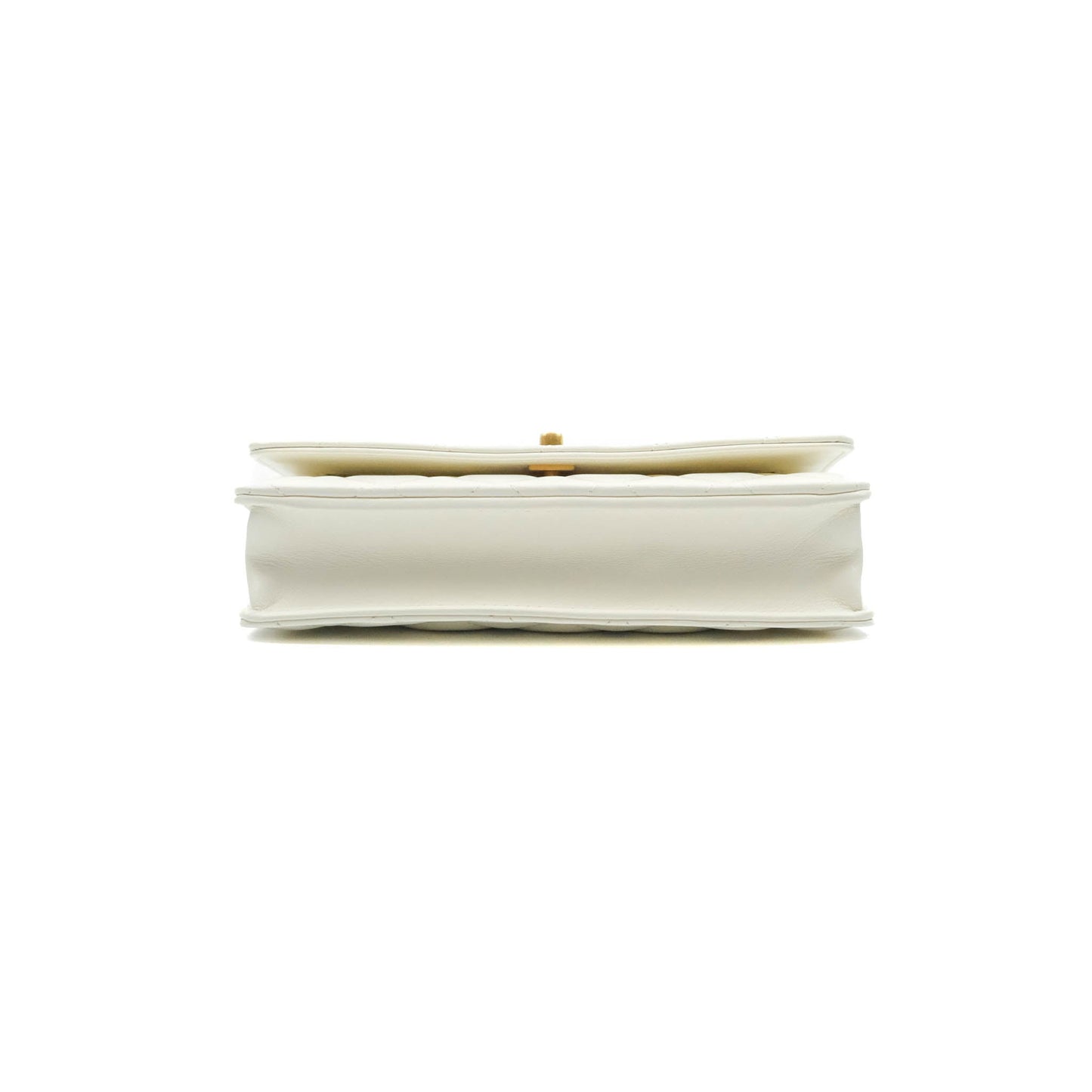 Chanel Quilted Pearl Crush Wallet on Chain WOC White Lambskin Aged Gold Hardware