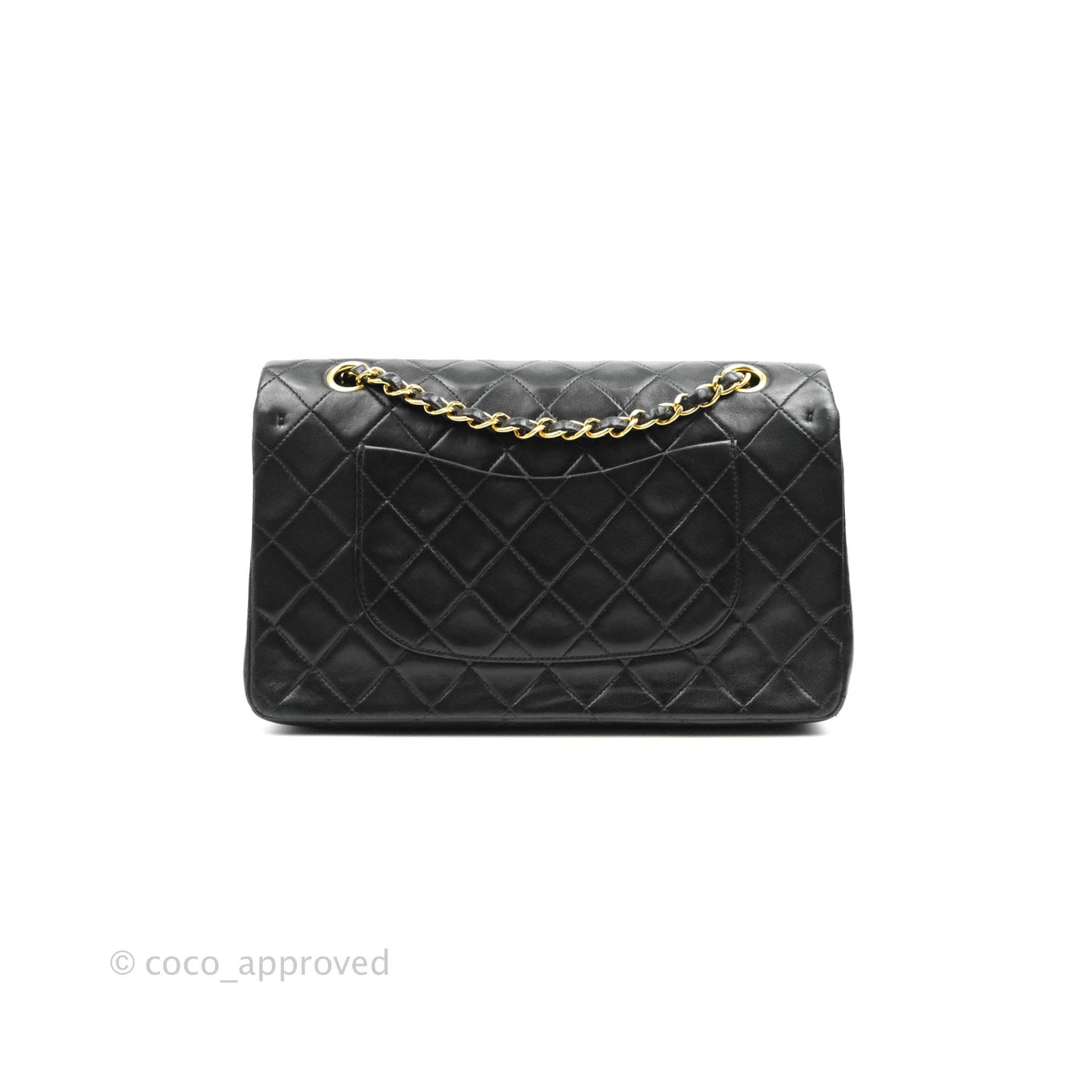 Chanel Vintage Classic M/L Medium Double Flap Bag Black Lambskin 24K Gold Hardware