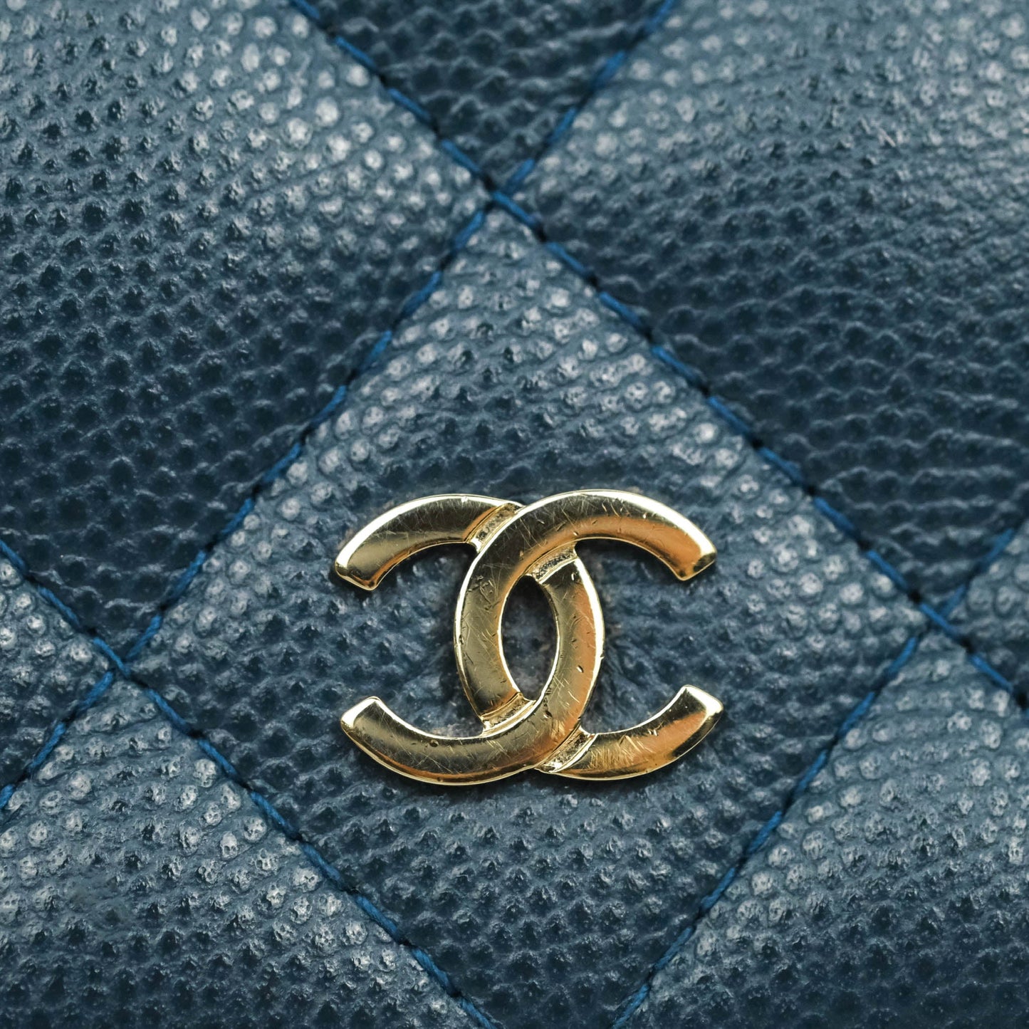 Chanel Quilted Wallet on Chain WOC Dark Blue Caviar Gold Hardware