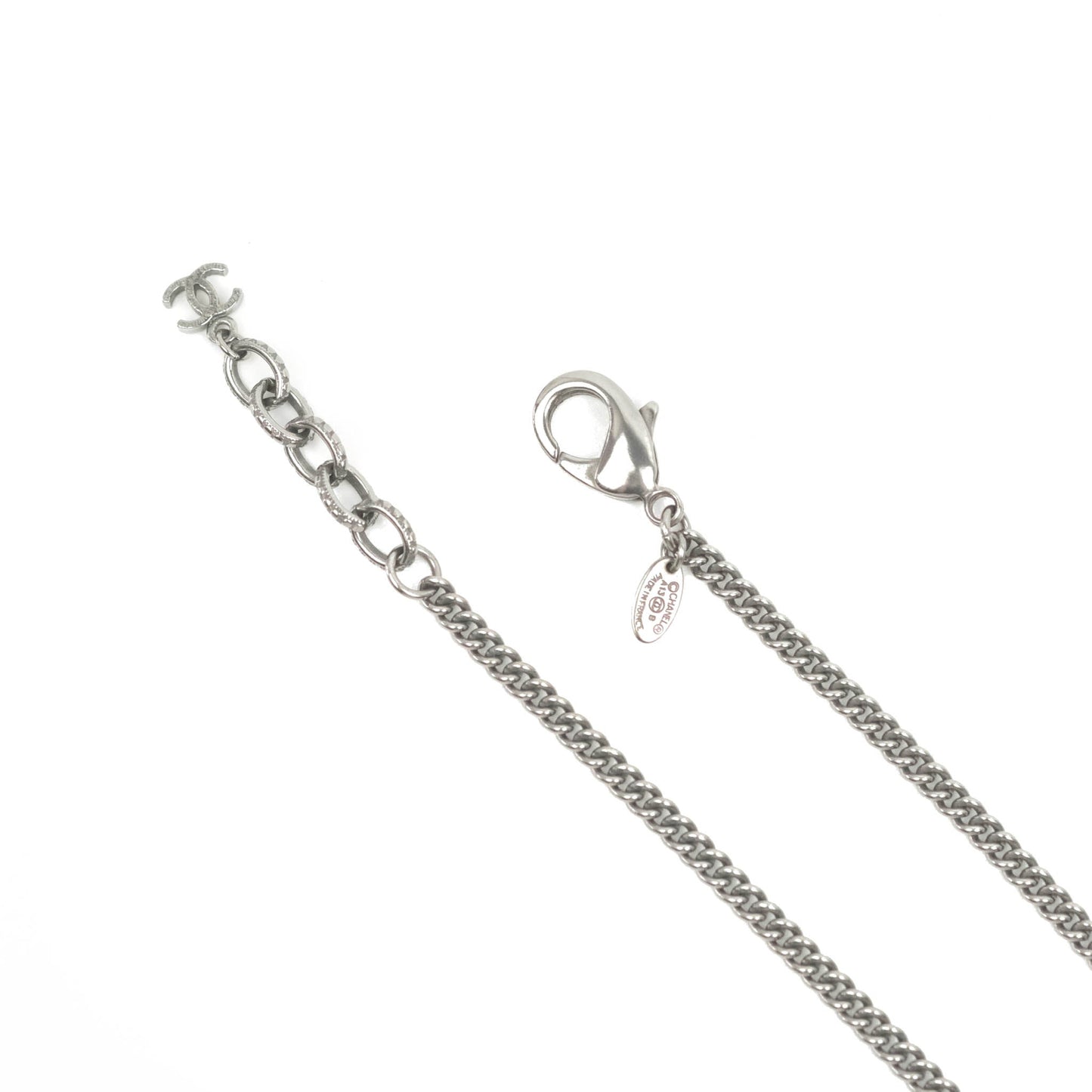 Chanel CC Pearl Necklace Gun Metal 13B