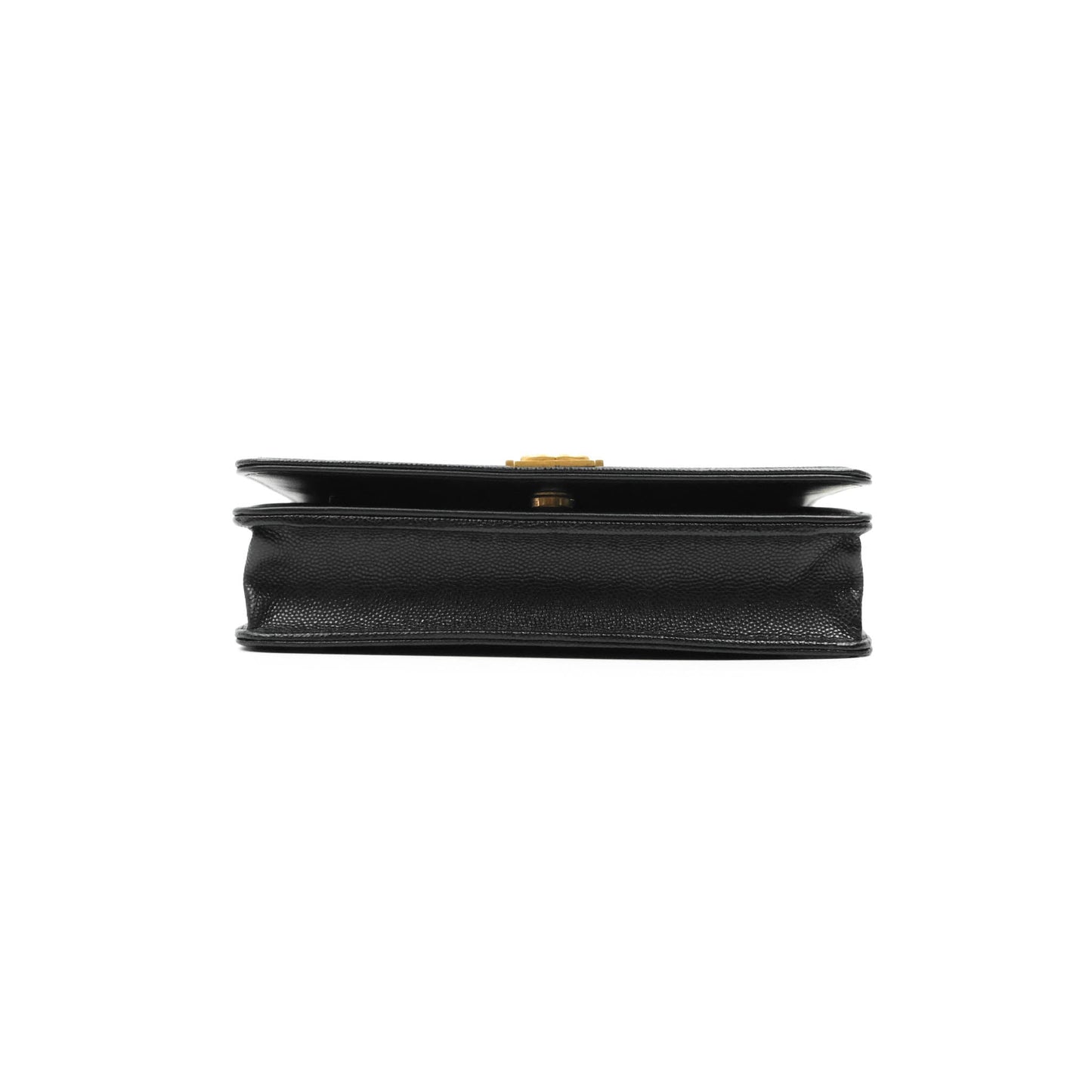 Chanel Quilted Boy Wallet on Chain WOC Black Caviar Aged Gold Hardware
