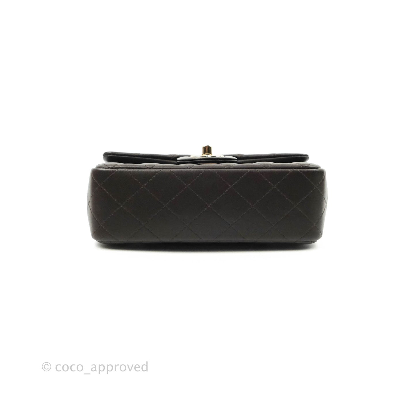 Chanel Quilted Mini Rectangular Chocolate Brown Lambskin Gold Hardware