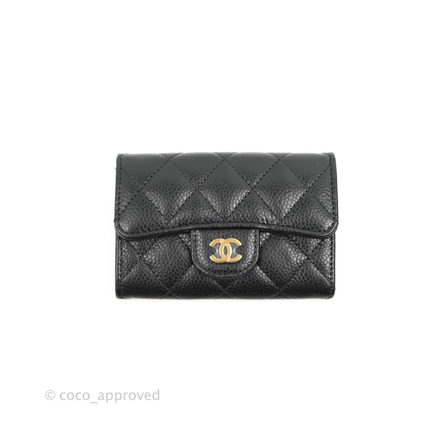 Chanel Quilted Flap Card Holder Black Caviar Gold Hardware