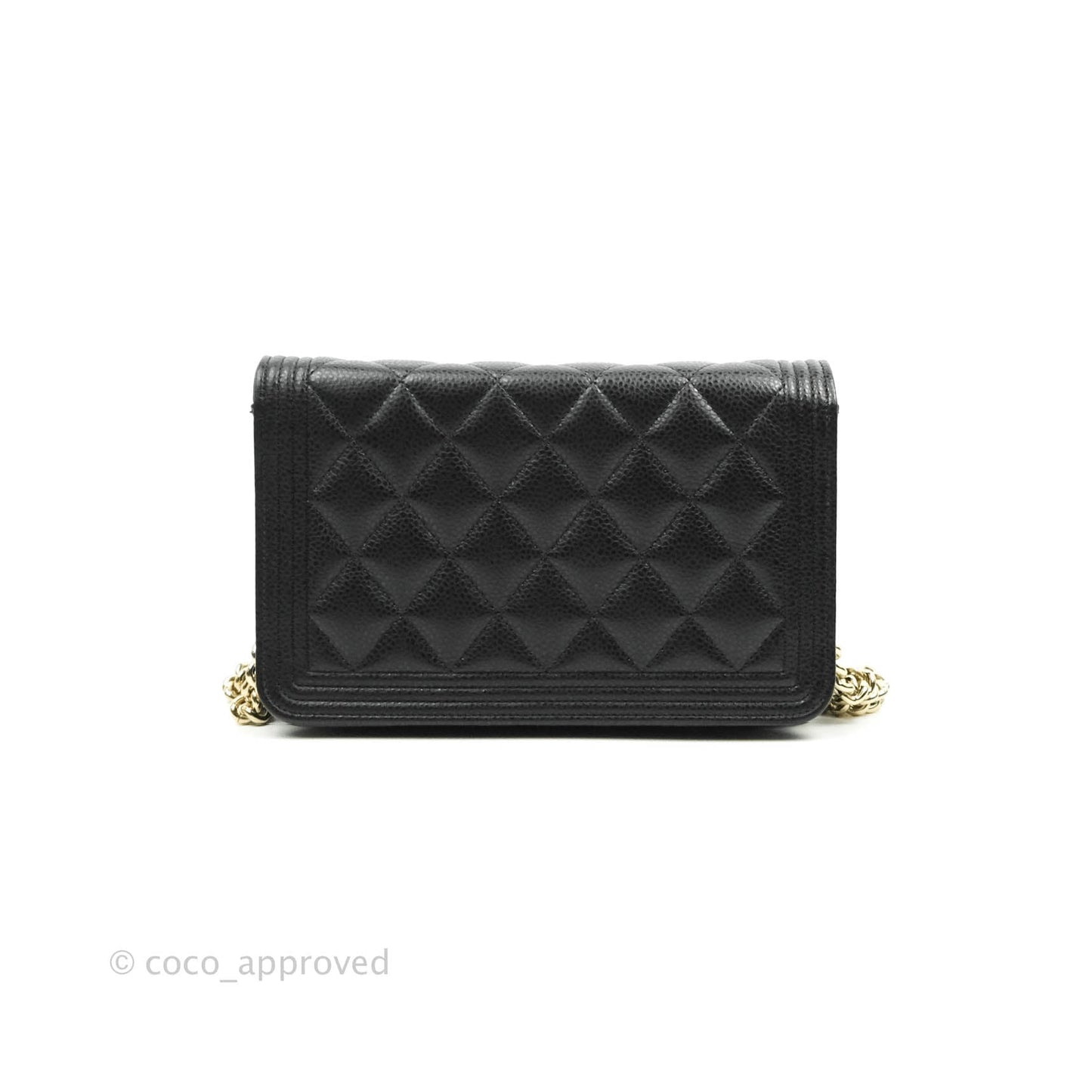 Chanel Quilted Boy Wallet on Chain WOC Black Caviar Gold Hardware