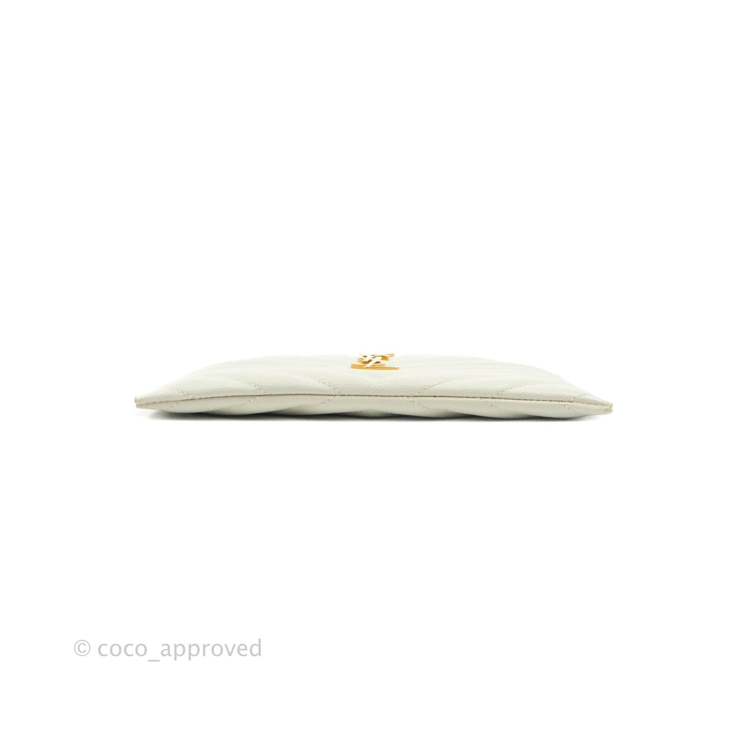 Saint Laurent Envelope Zip Pouch Ivory Caviar Gold Hardware