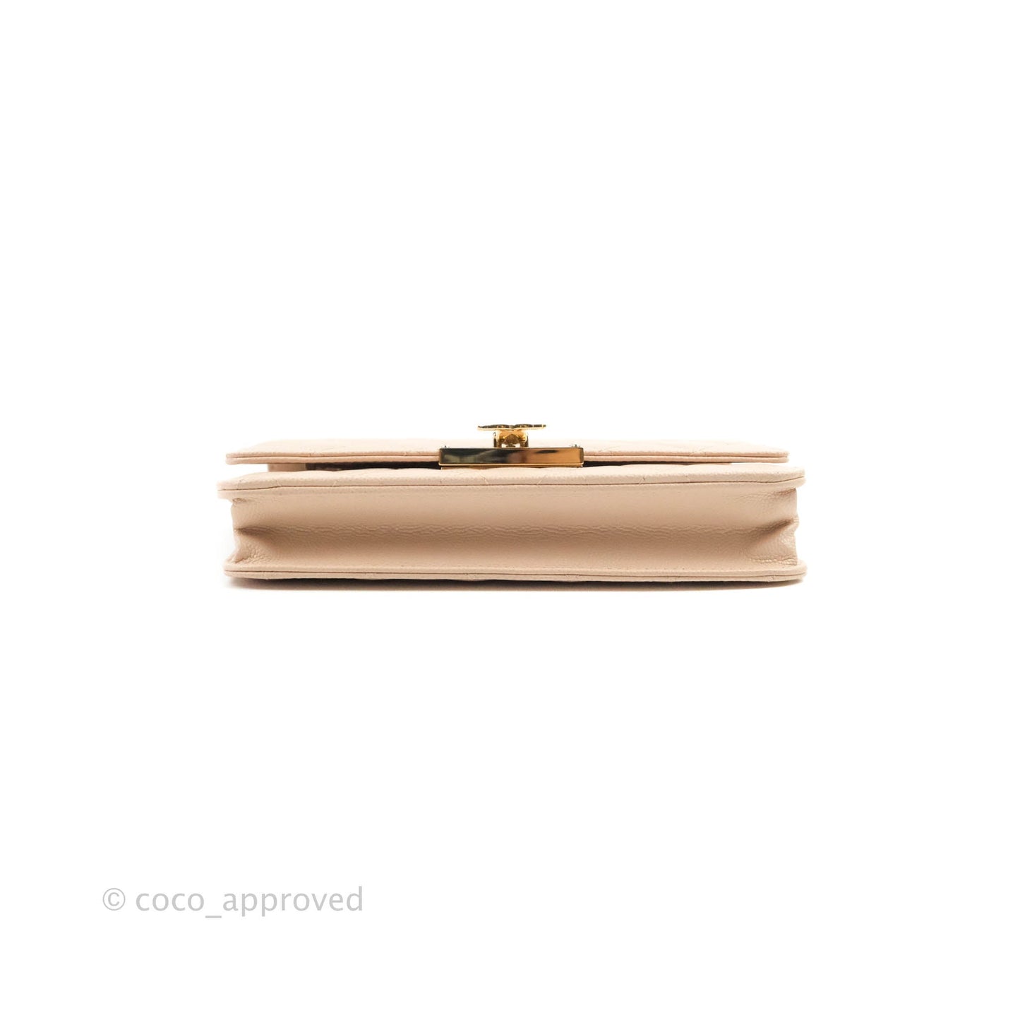 Chanel Quilted Golden Class Wallet on Chain WOC Light Beige Caviar Gold Hardware