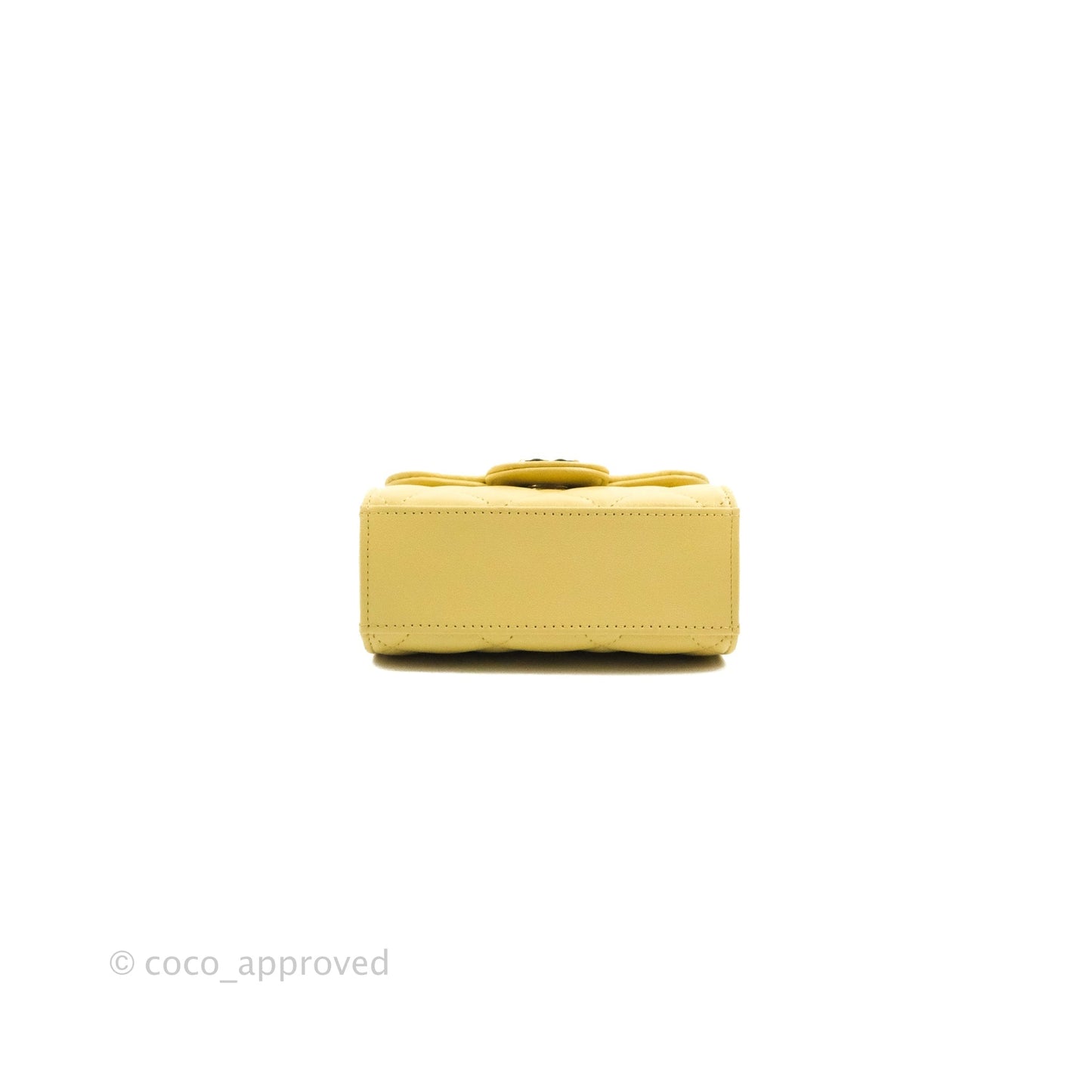 Chanel Mini Handle Clutch With Chain Yellow Lambskin Gold Hardware