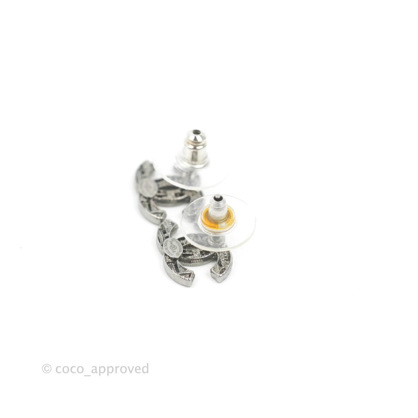 Chanel CC Earrings Ruthenium Hardware 14A