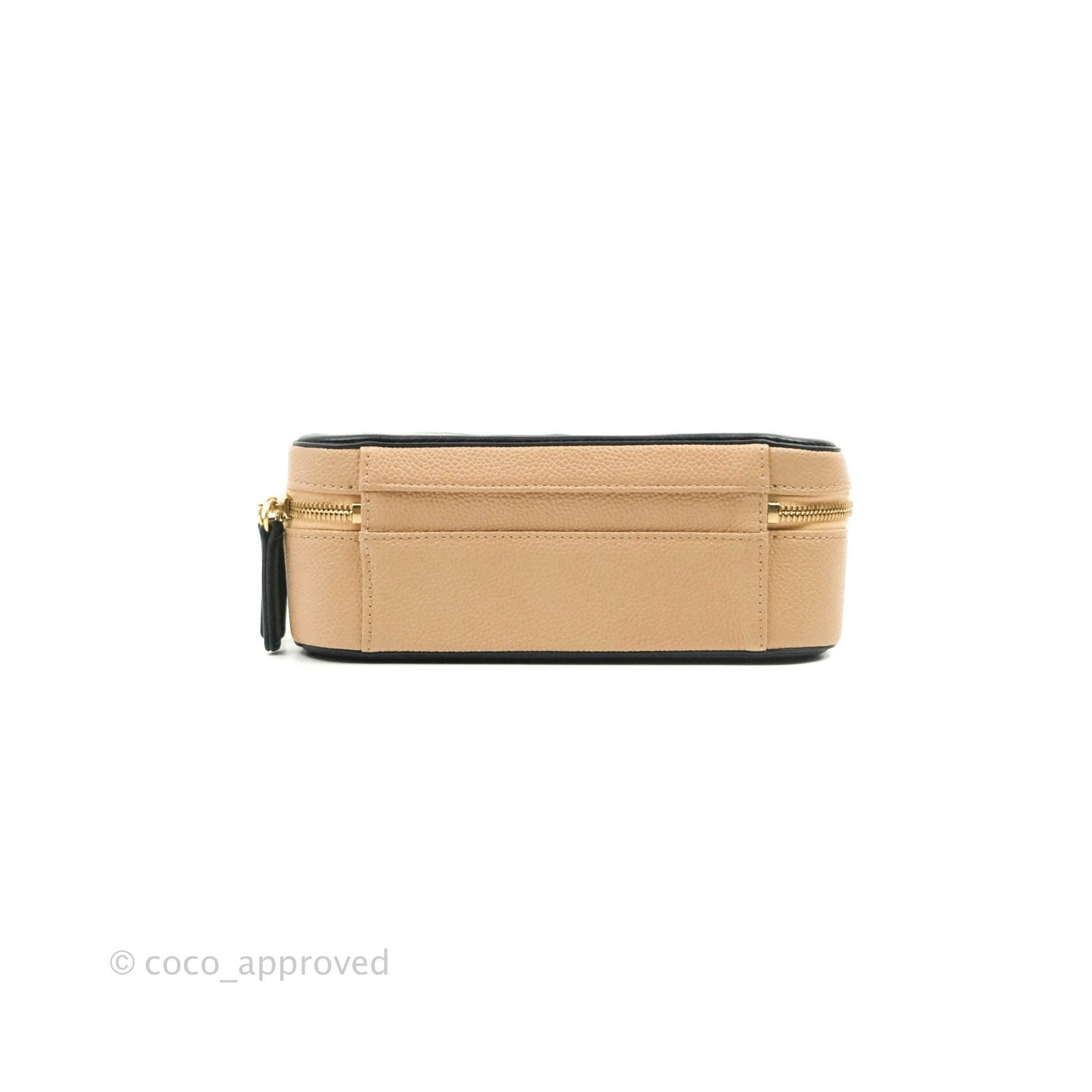 Chanel Quilted Medium CC Filigree Vanity Case Beige Caviar Gold Hardware