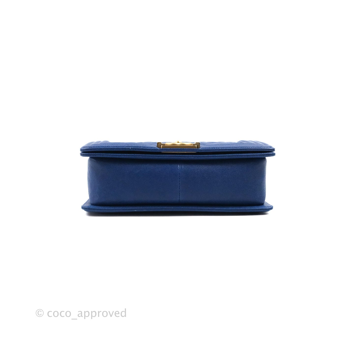 Chanel Quilted Medium Boy Blue Caviar Aged Gold Hardware