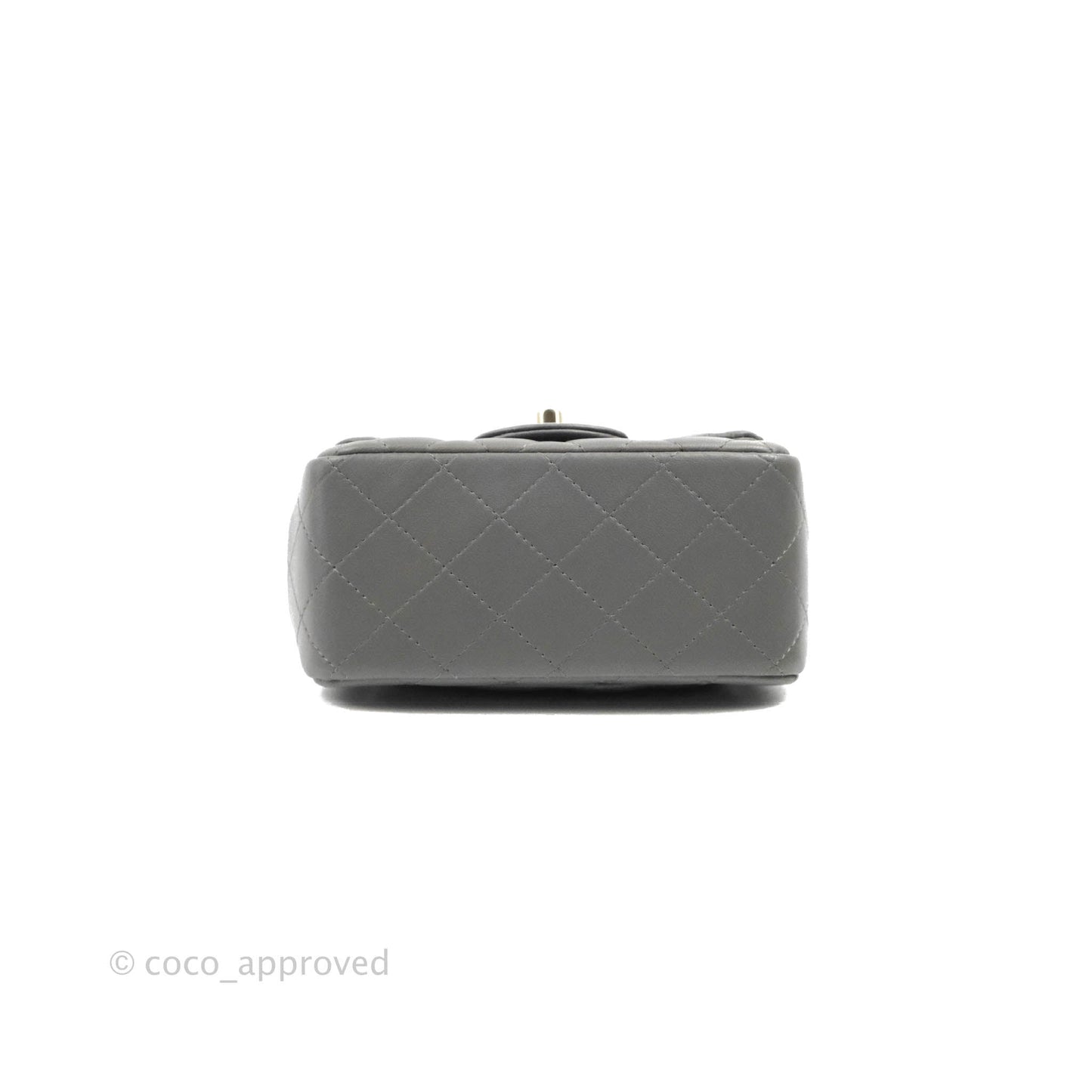 Chanel Quilted Mini Square Grey Lambskin Gold Hardware