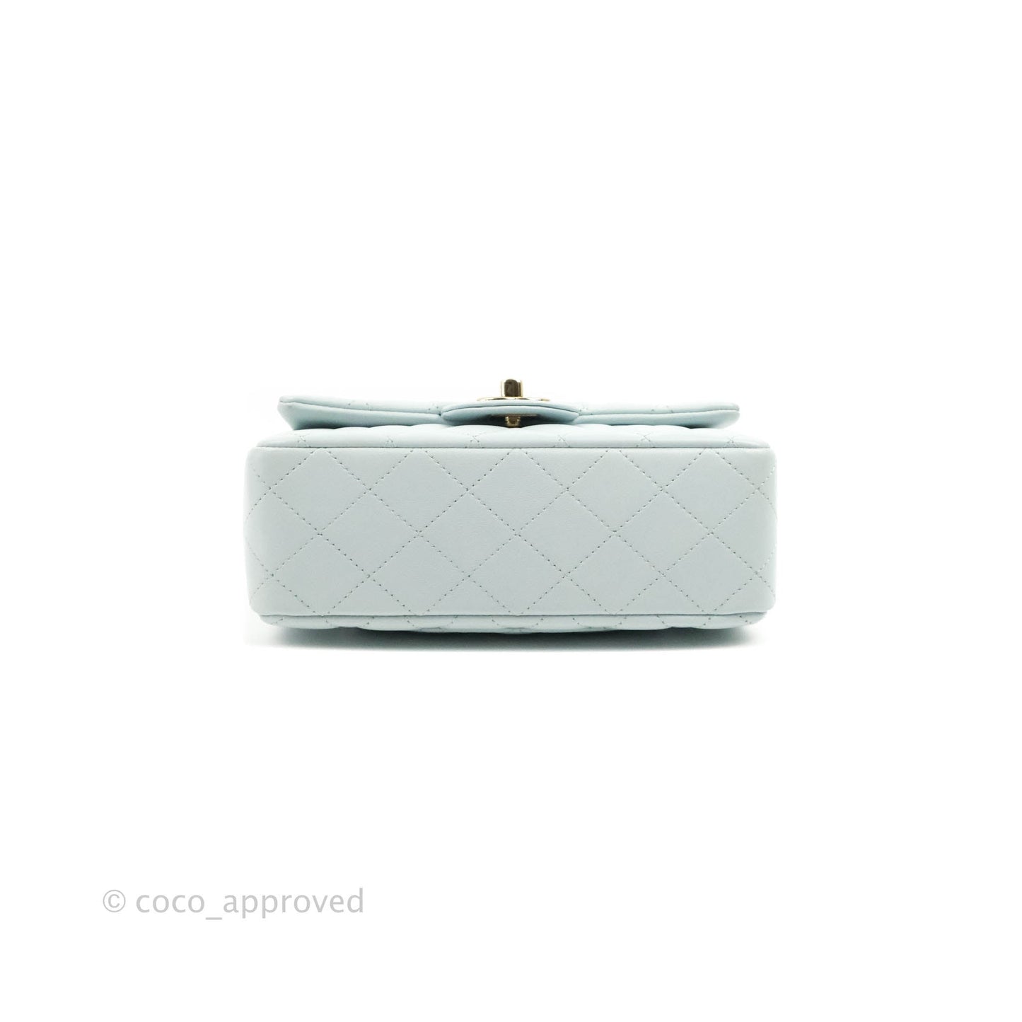 Chanel Top Handle Mini Rectangular Flap Bag Light Blue Lambskin Gold Hardware