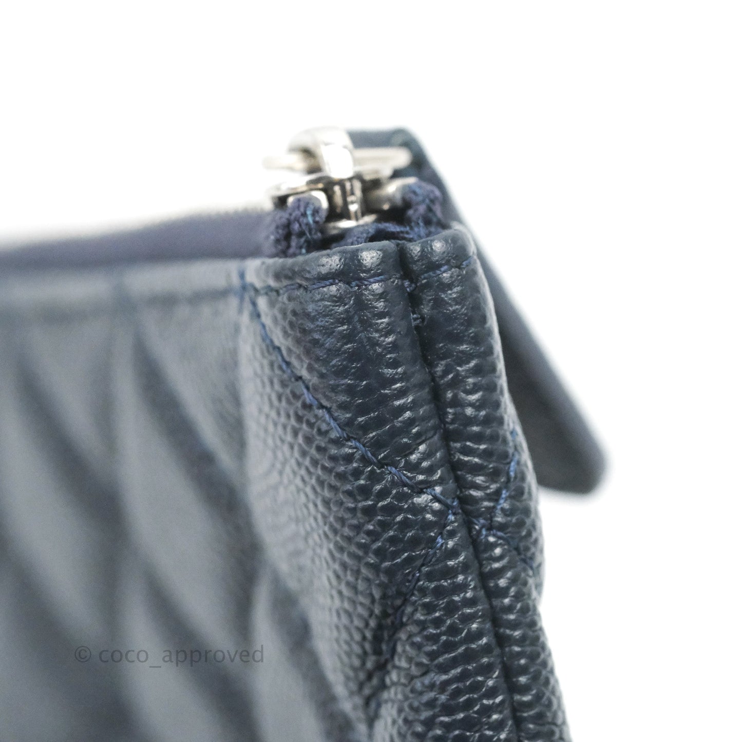 Chanel Quilted Mini O Case Navy Caviar Silver Hardware
