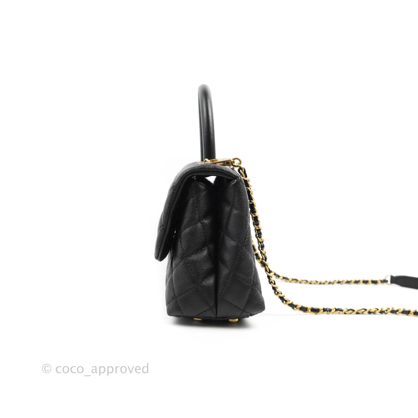 Chanel Small Coco Handle Black Caviar Aged Gold Hardware