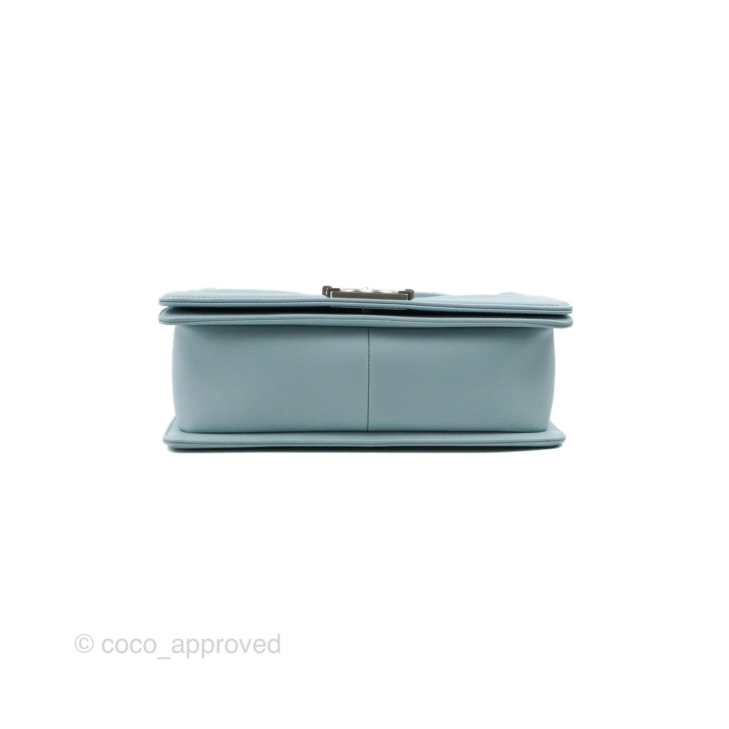 Chanel Quilted Medium Boy Blue Calfskin Matte Silver Hardware