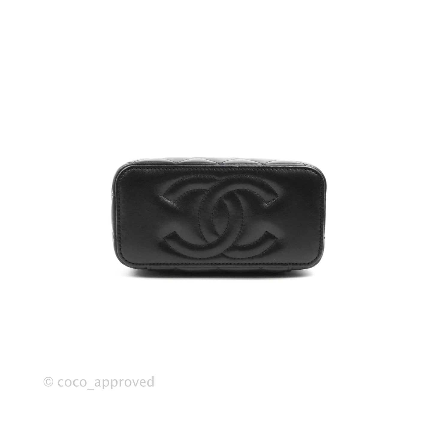 Chanel Vanity with Adjustable Chain Black Lambskin Aged Gold Hardware 22K