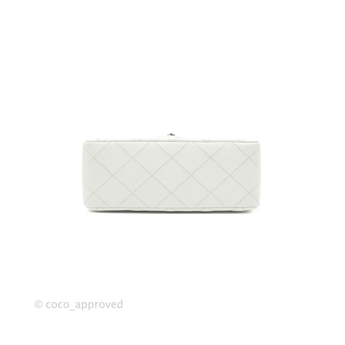 Chanel Quilted Vintage Mini Square Flap White Caviar Silver Hardware