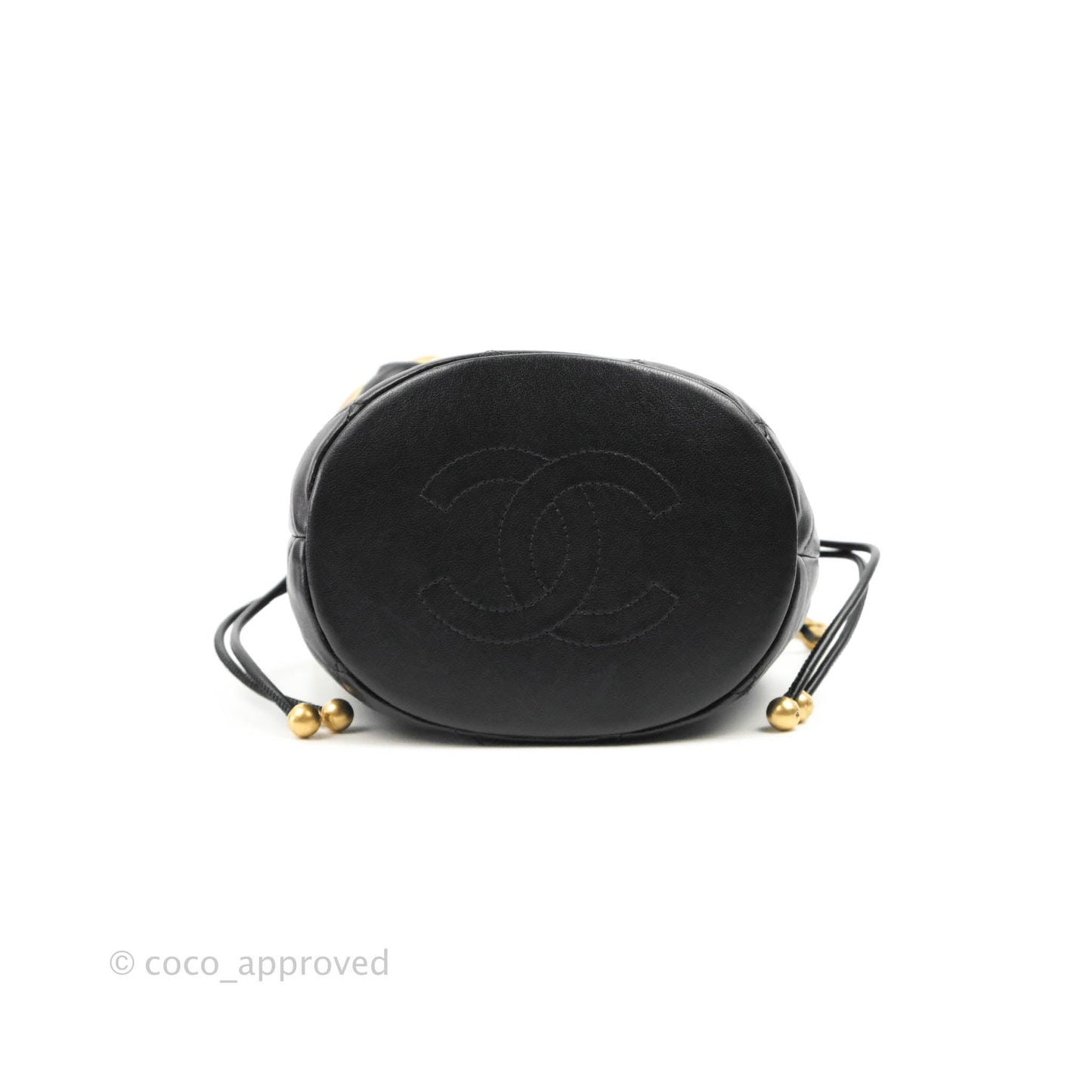 Chanel Small Entwined Chain Drawstring Bucket Bag Black Lambskin Age Gold Hardware