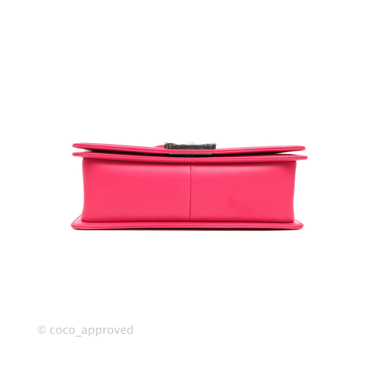 Chanel Quilted Medium Boy Bag Pink Patent Ruthenium Hardware