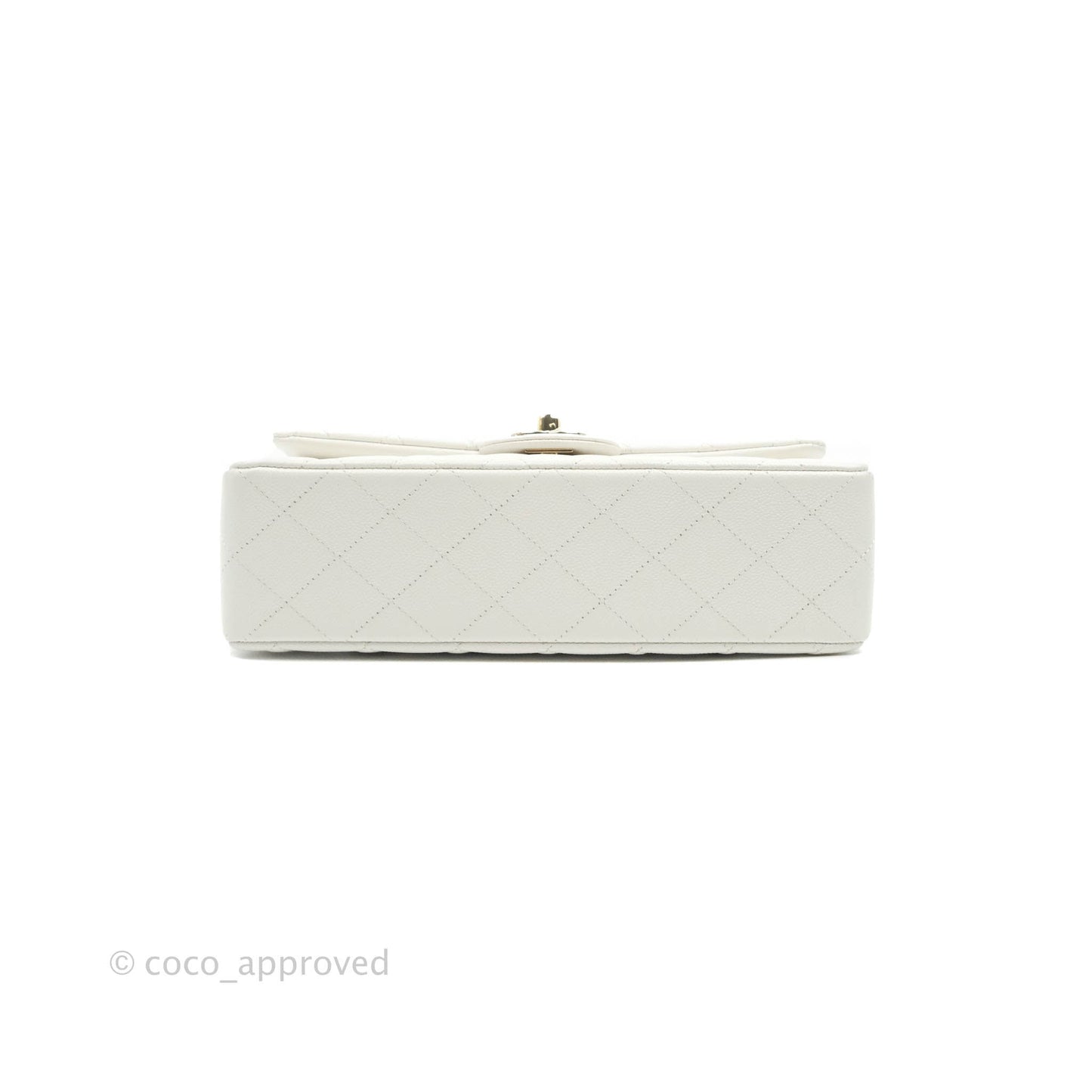 Chanel Small S/M Classic Quilted Flap White Caviar Gold Hardware