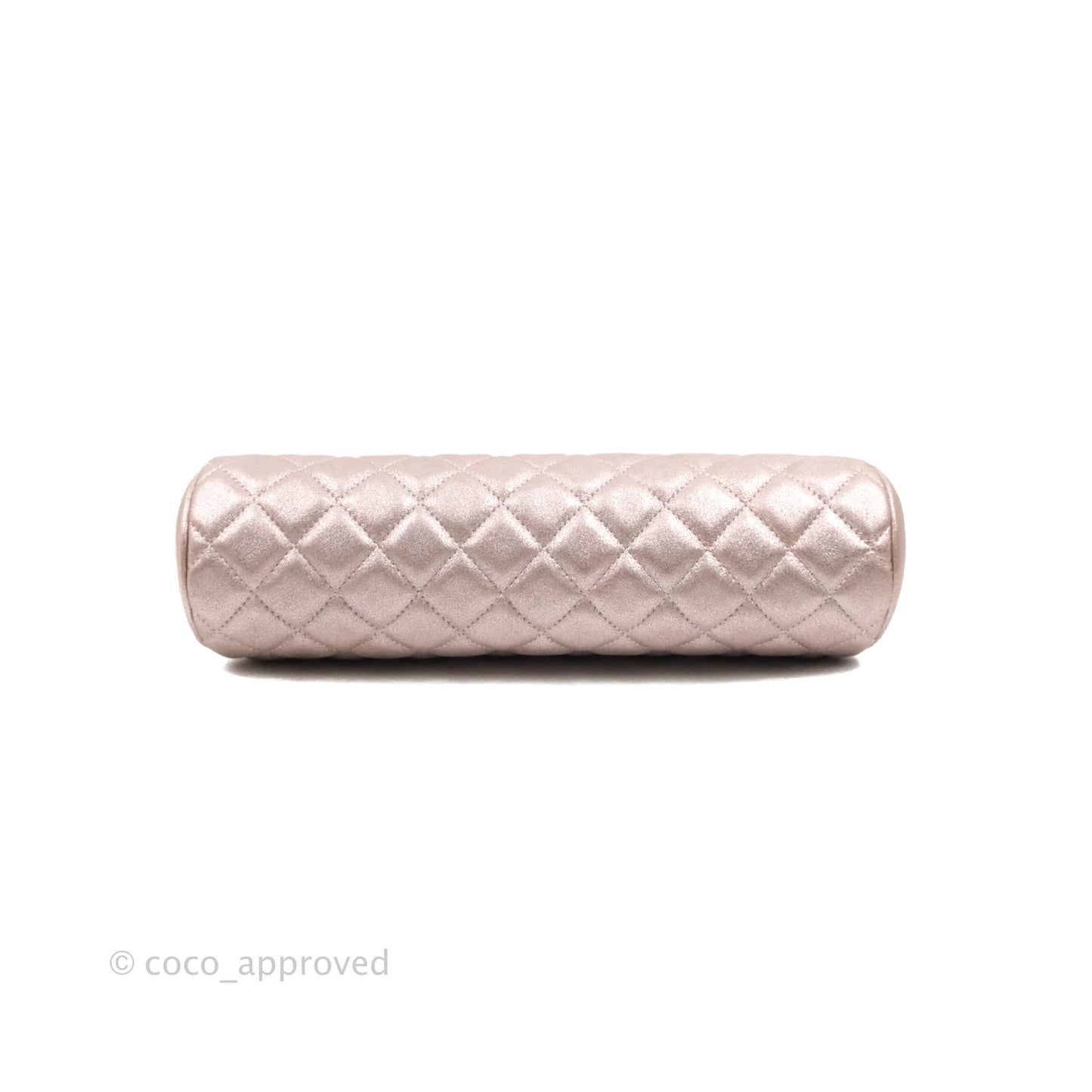 Chanel Quilted Timeless Kisslock Clutch Metallic Rose Gold Goatskin Silver Hardware