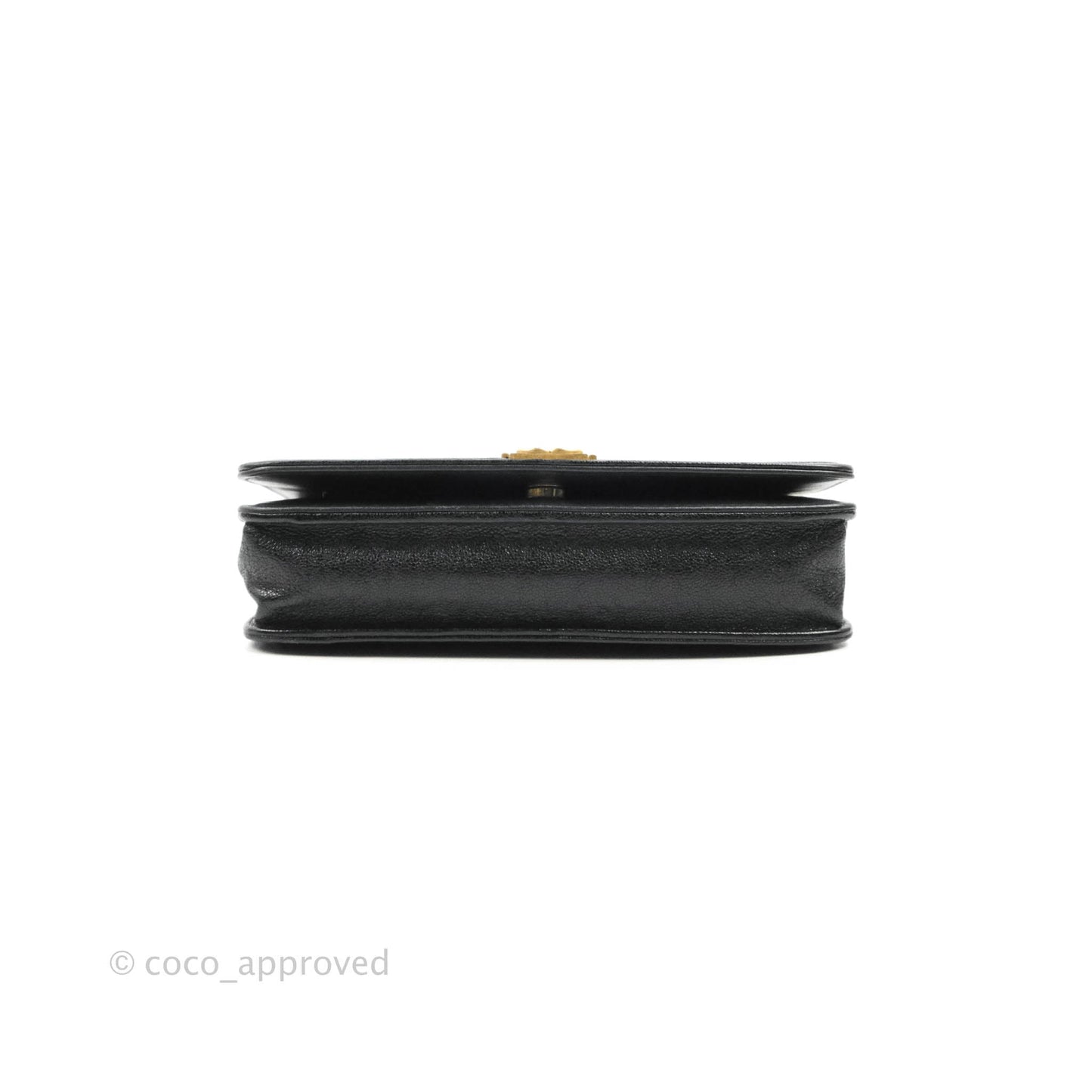 Chanel Quilted Boy Wallet on Chain WOC Black Caviar Aged Gold Hardware