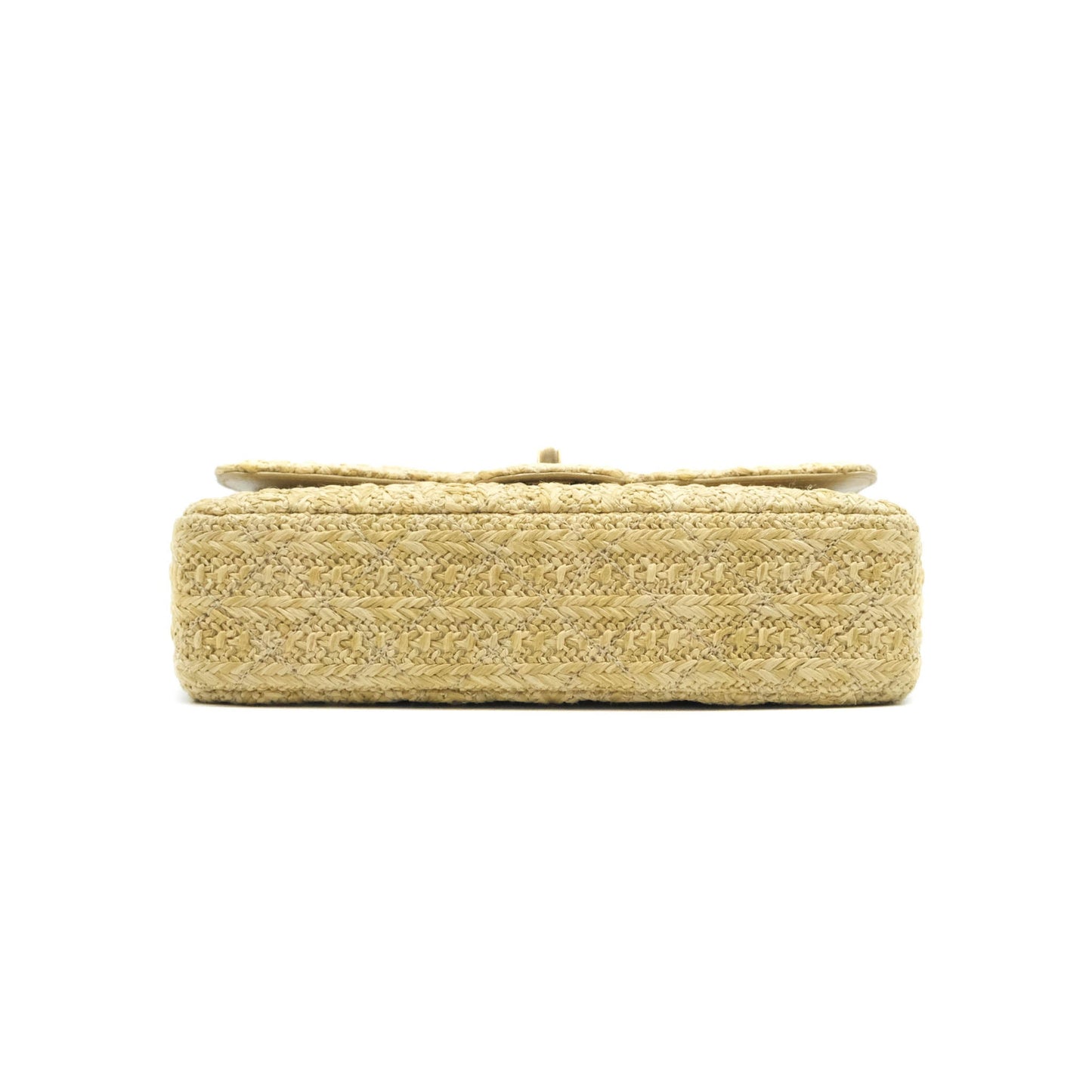 Chanel Classic M/L Medium Double Flap Woven Reed Aged Gold Hardware