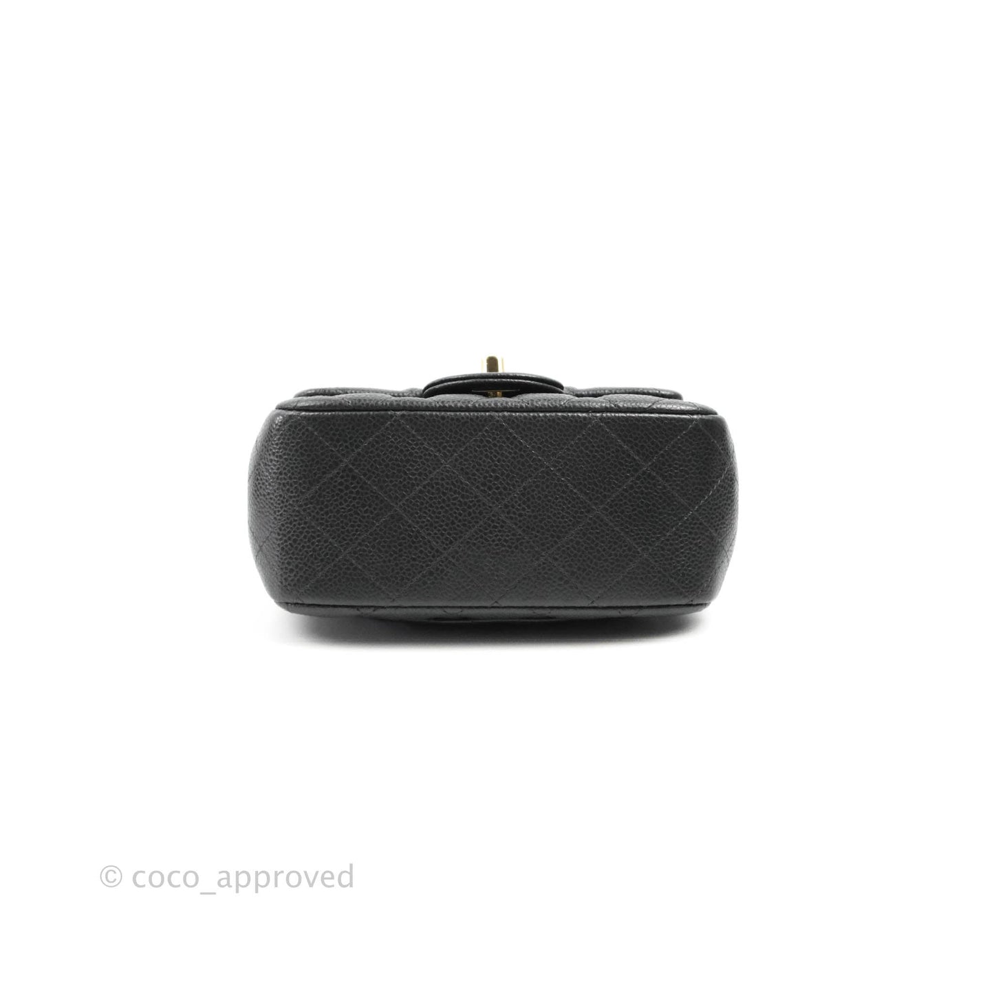 Chanel Quilted Mini Square Flap Bag Pearly Black Caviar Gold Hardware