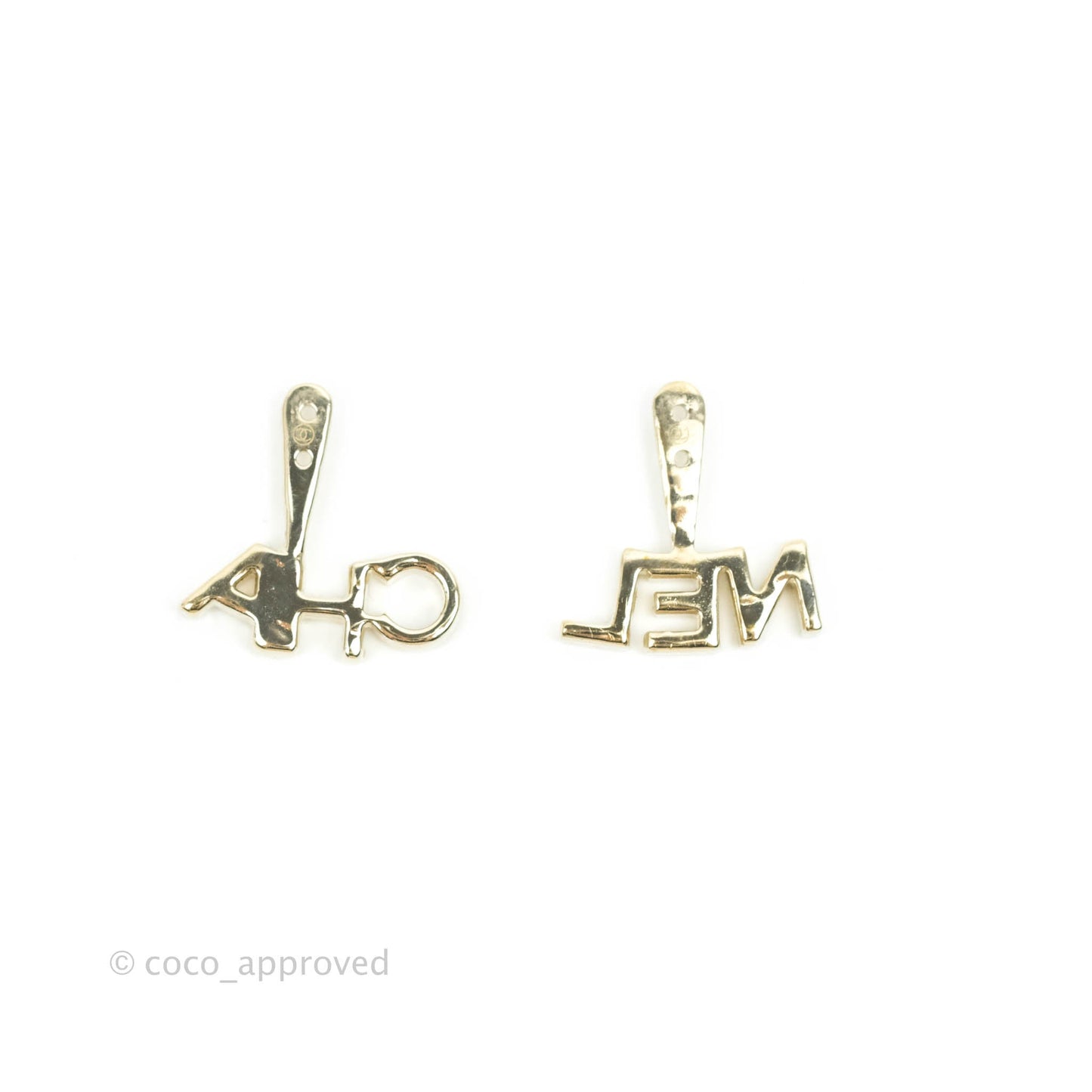 Chanel CC Pearl Rhinestone Earrings Gold Tone 21A
