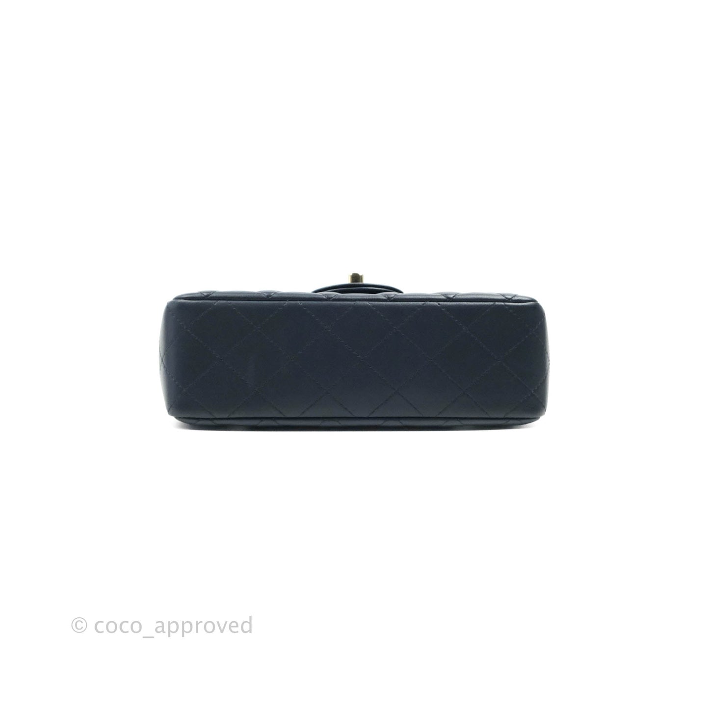 Chanel Quilted Mini Rectangular Flap Navy Lambskin Gold Hardware