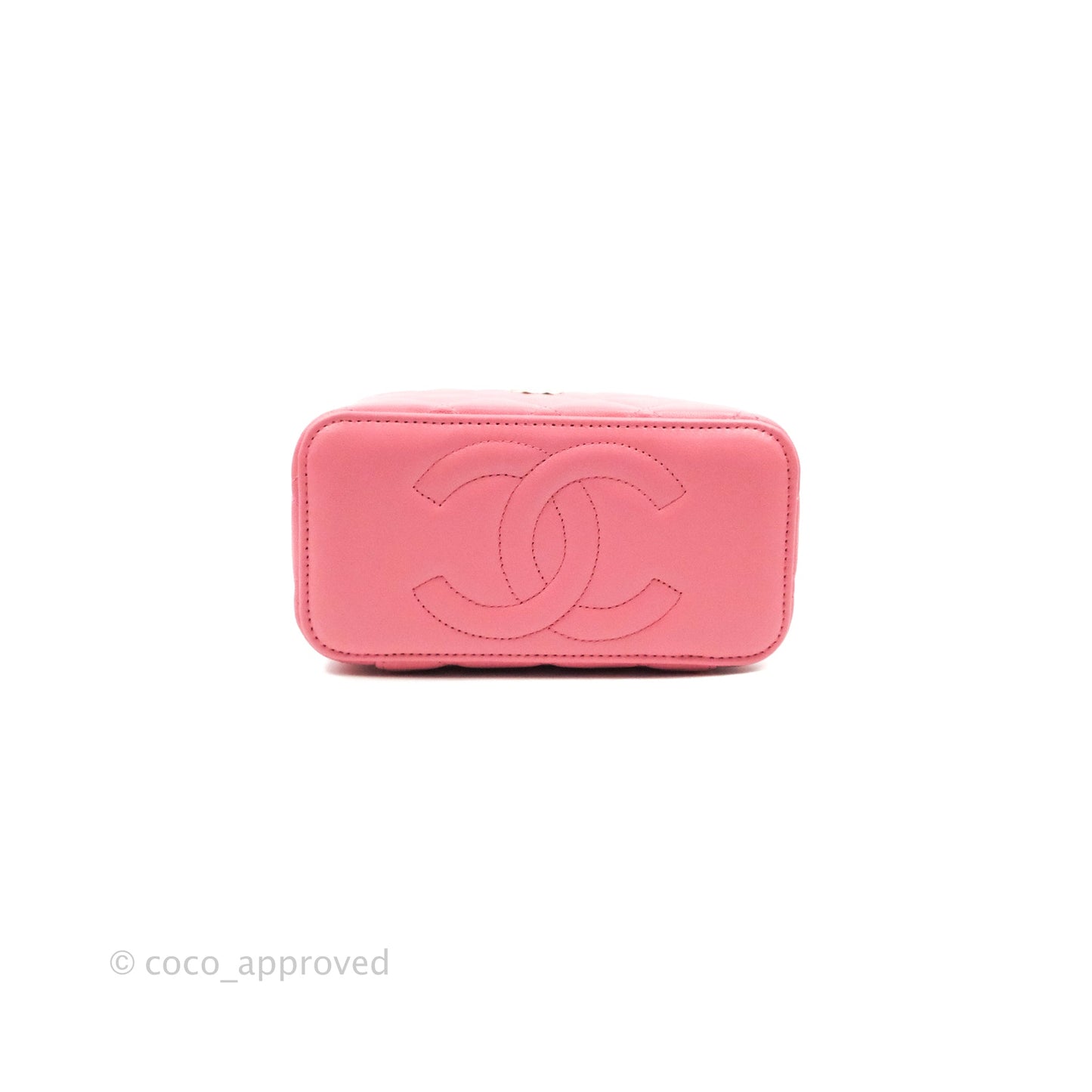 Chanel Vanity Rectangular Top Handle Pink Lambskin Gold Hardware