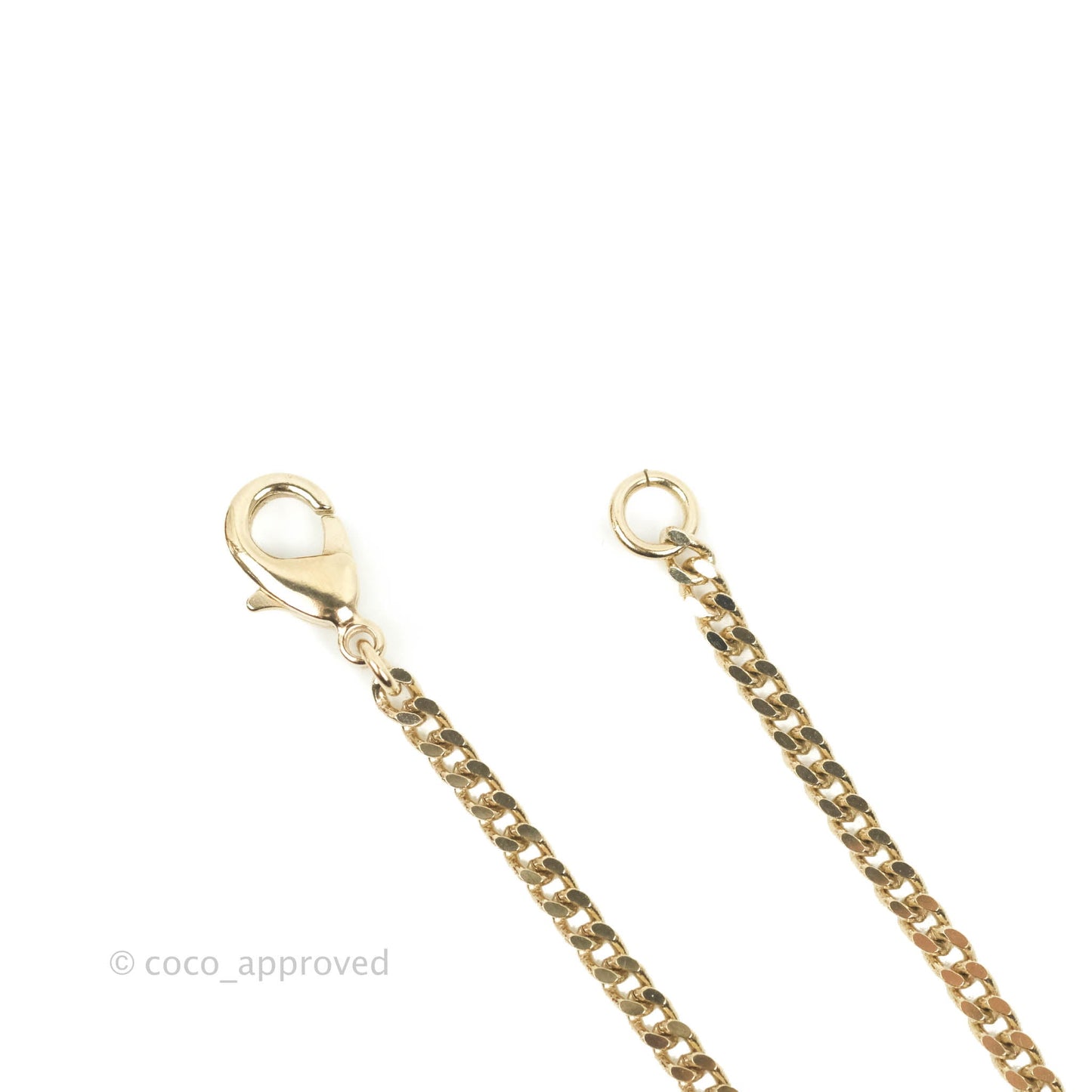 Chanel Crystal Tag Charm Necklace Gold Tone 21 C