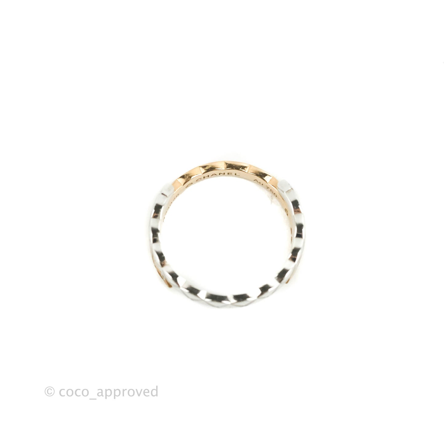 Chanel Crystal Coco Crush Toi Et Moi Ring 18K White & Beige Gold Size 52