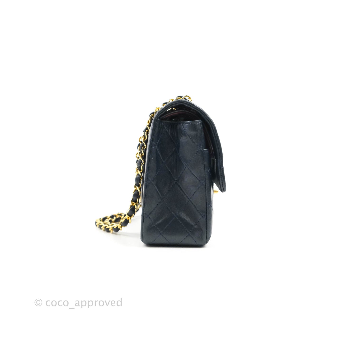 Chanel Classic Vintage Medium M/L Flap Navy Lambskin 24K Gold Hardware