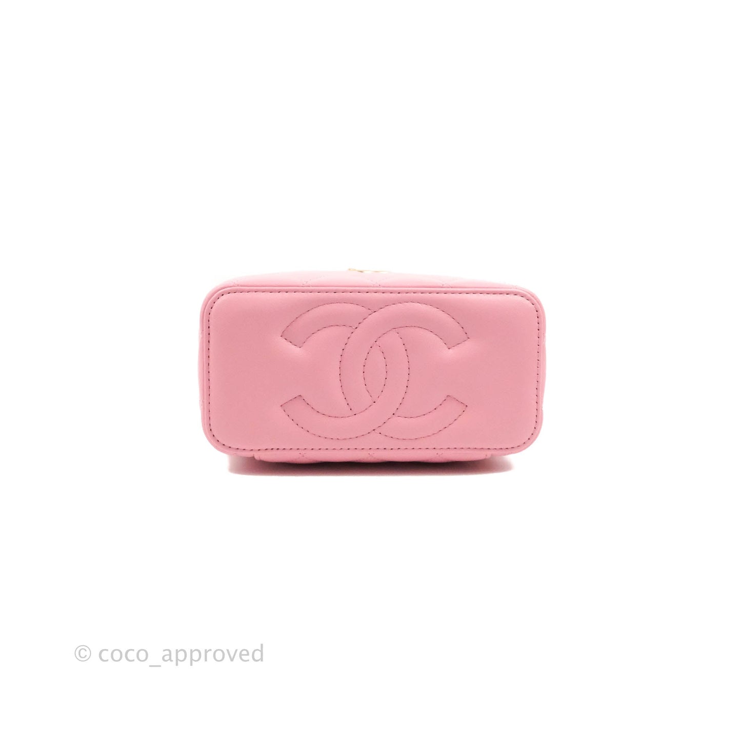 Chanel Vanity Rectangular with Top Handle Pick Me Up Pink Lambskin Aged Gold Hardware 22S
