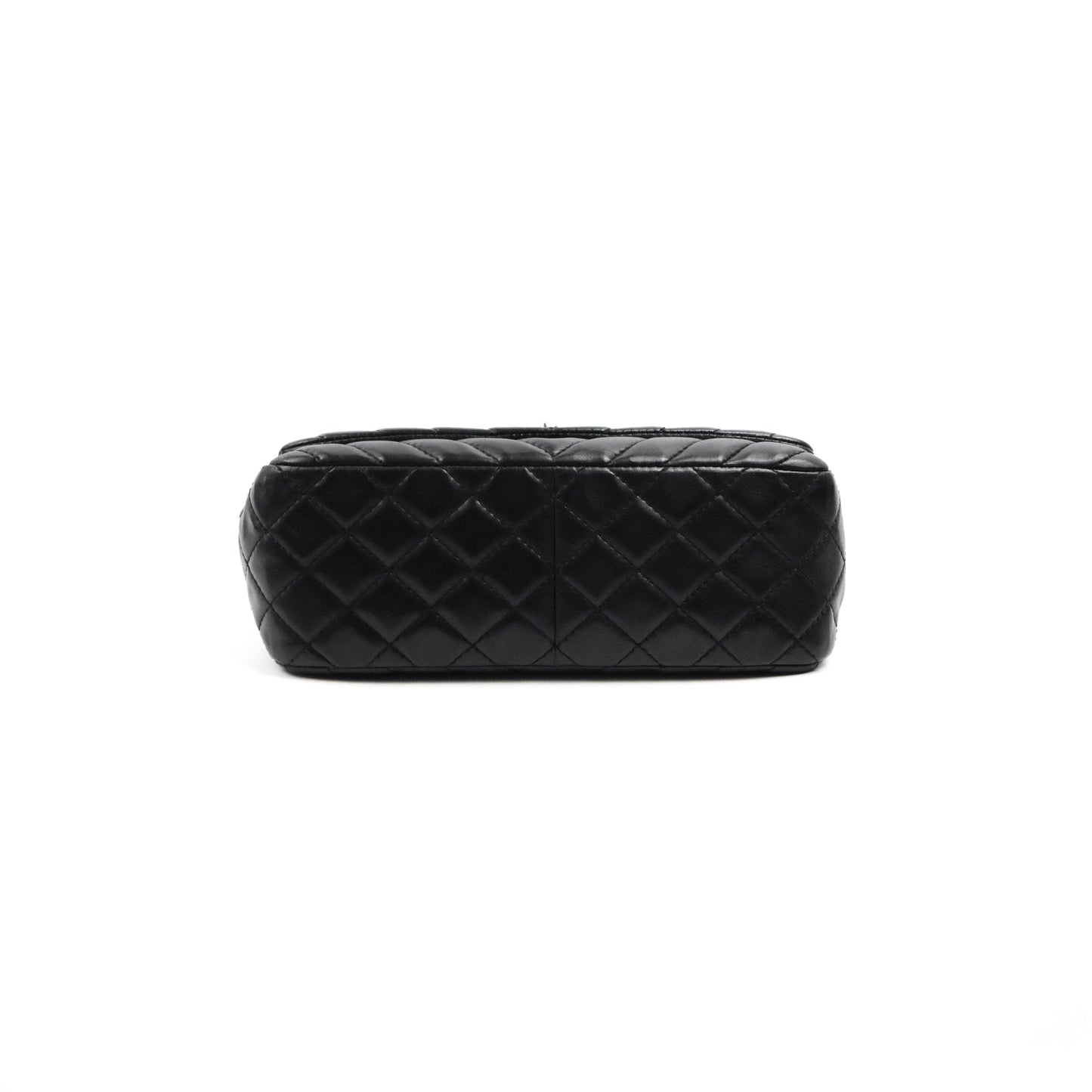 Chanel Surpique Chevron Medium Flap Black Silver Hardware