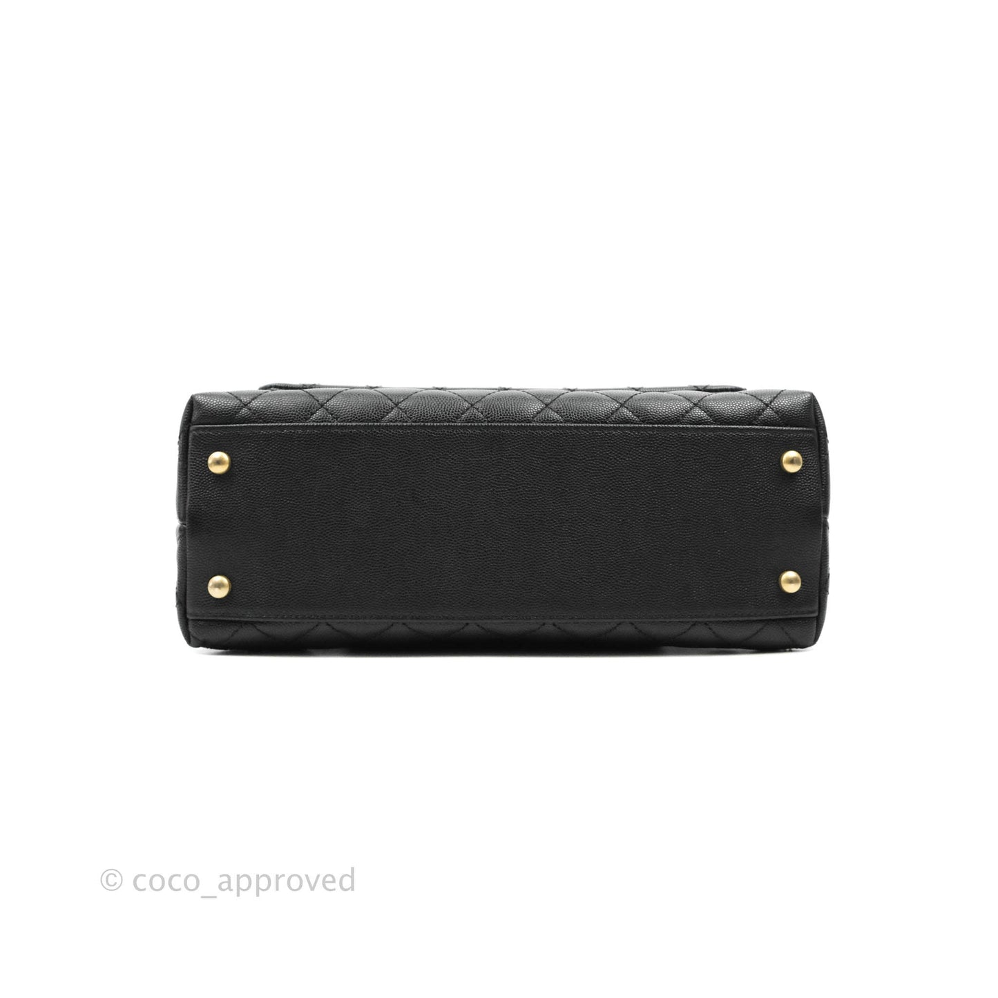 Chanel Medium Coco Handle Quilted Black Caviar Lizard Handle Gold Hardware