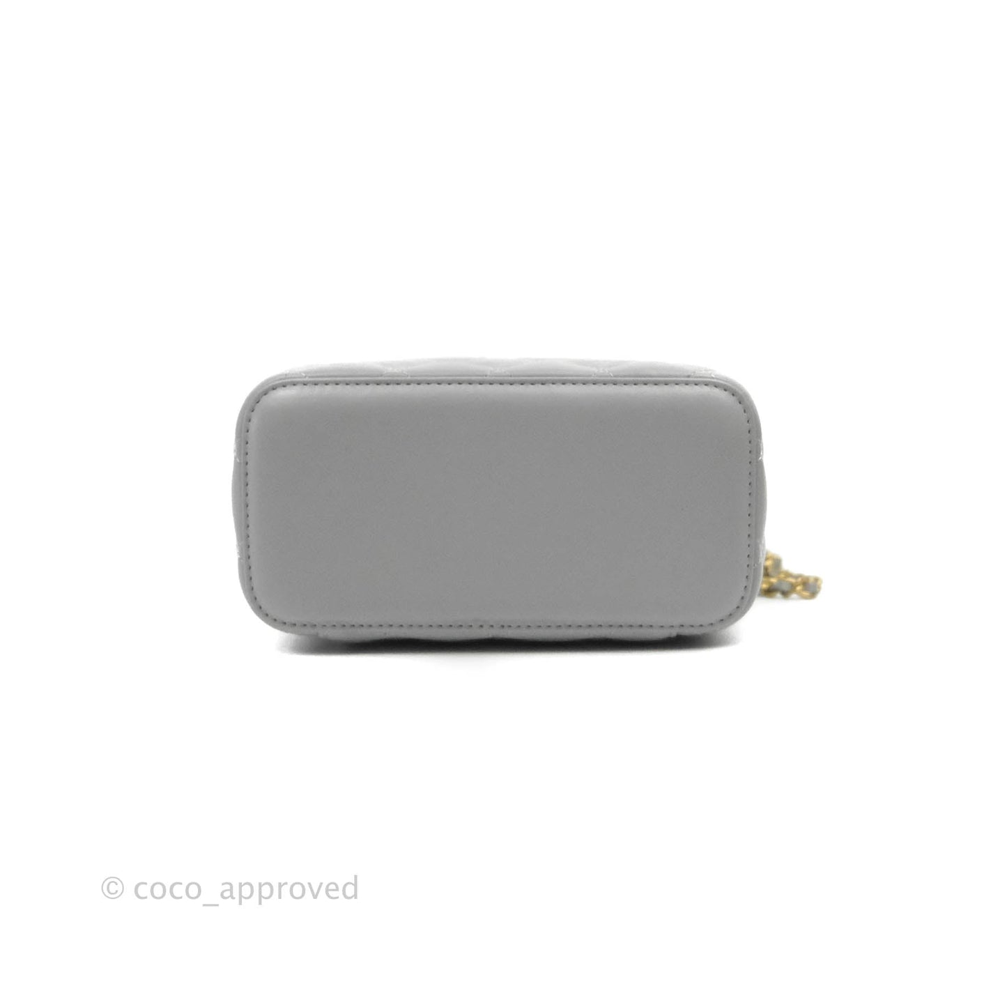 Chanel Vanity with Pearl Crush Chain Grey Lambskin Aged Gold Hardware