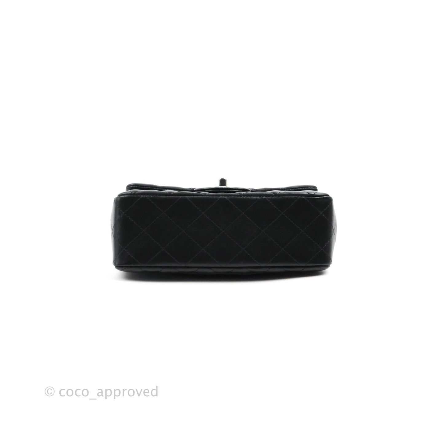 Chanel Quilted Mini Rectangular Flap Black Lambskin Silver Hardware