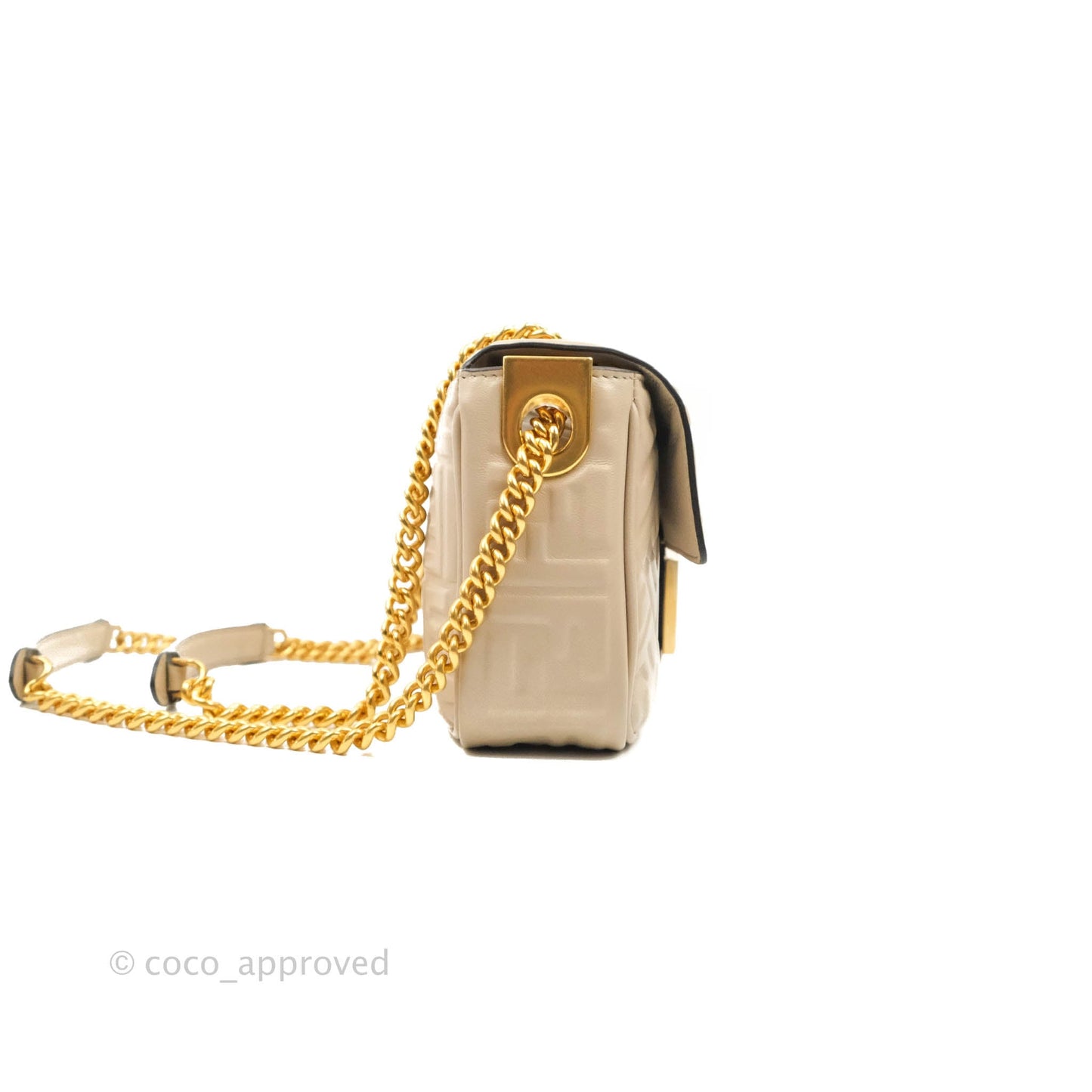 Fendi Baguette Chain Midi Light Grey Lambskin Bag