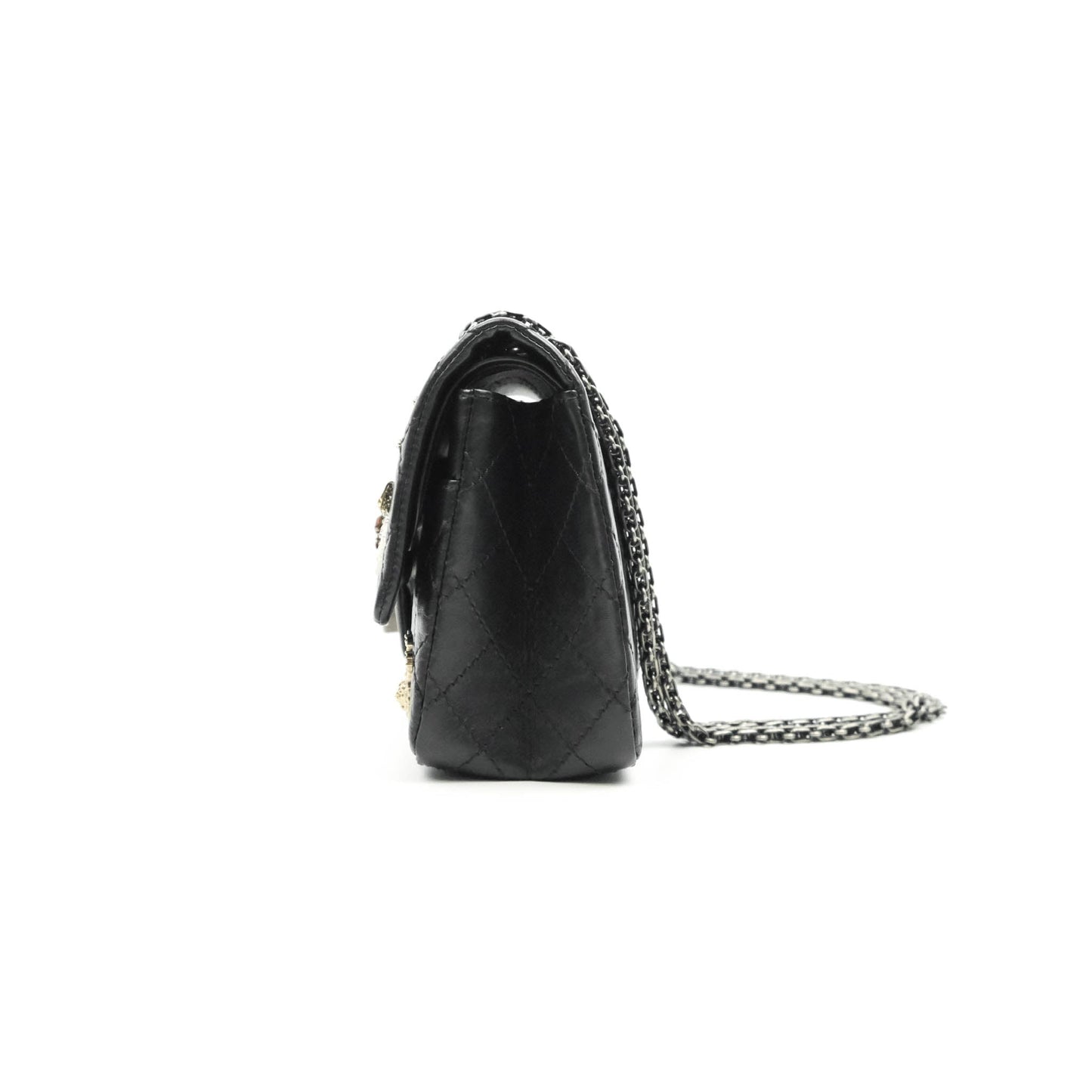 Chanel 2.55 Reissue Lucky Charms 225 Flap Black Crumpled Calfskin Ruthenium Hardware