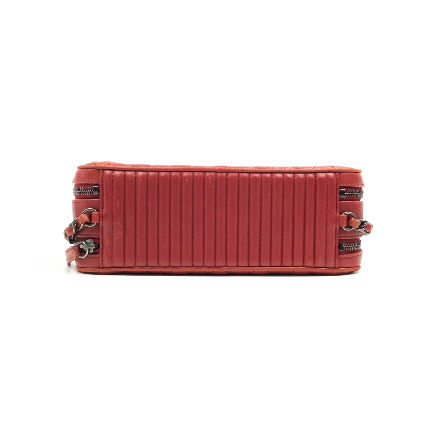 Chanel Quilted Crossbody Camera Bag Red Lambskin Ruthenium Hardware