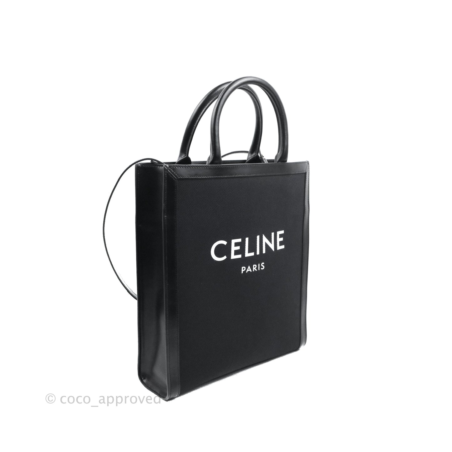 Celine Small Cabas Vertical Tote Black Textlie