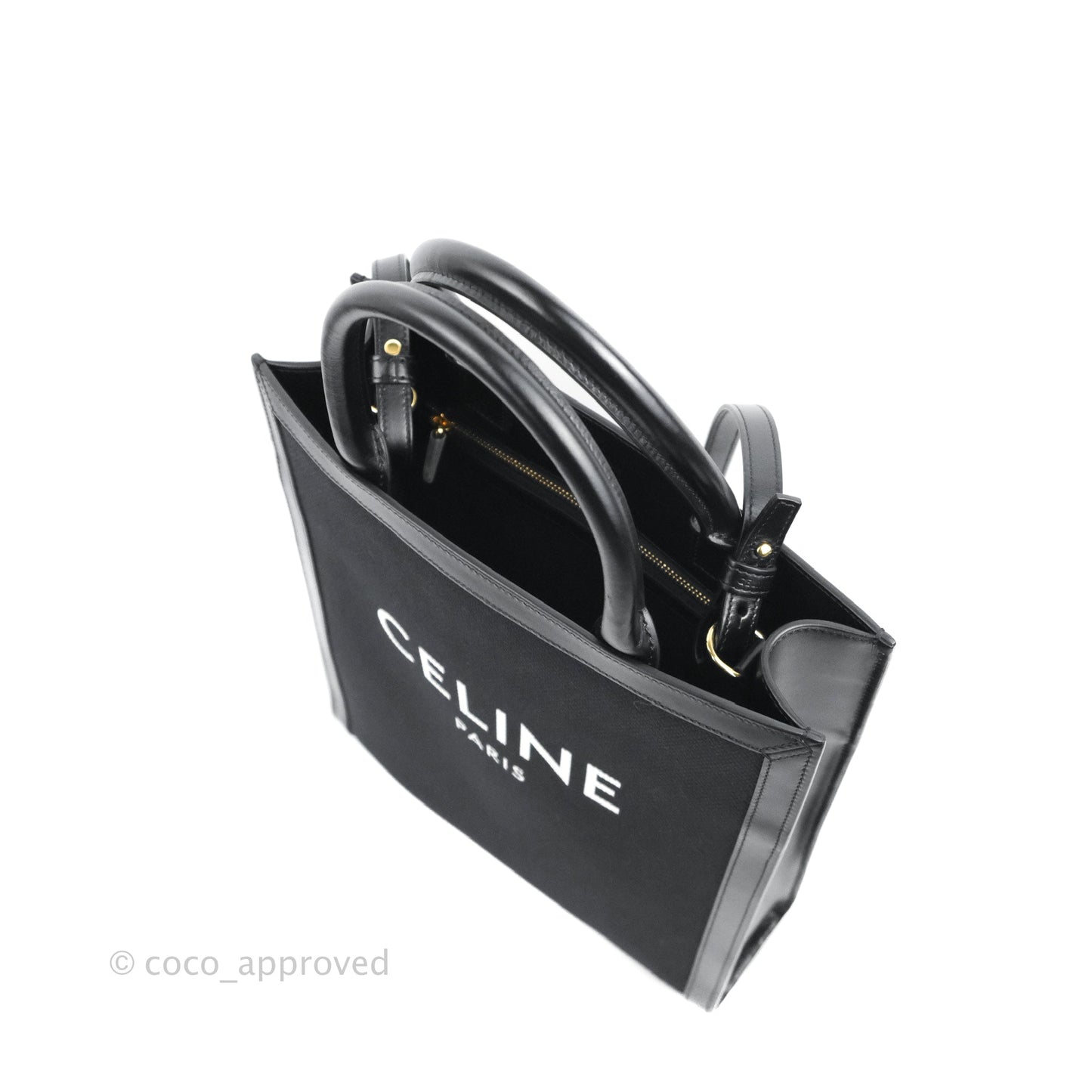Celine Small Cabas Vertical Tote Black Textlie