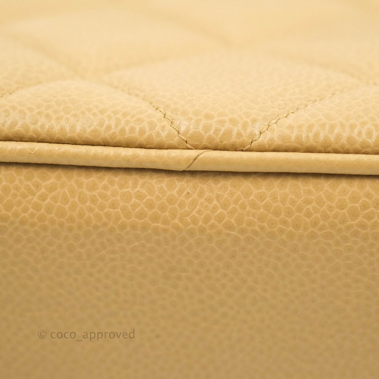 Chanel Vintage CC Quilted Tote Dark Beige Caviar 24K Gold Hardware
