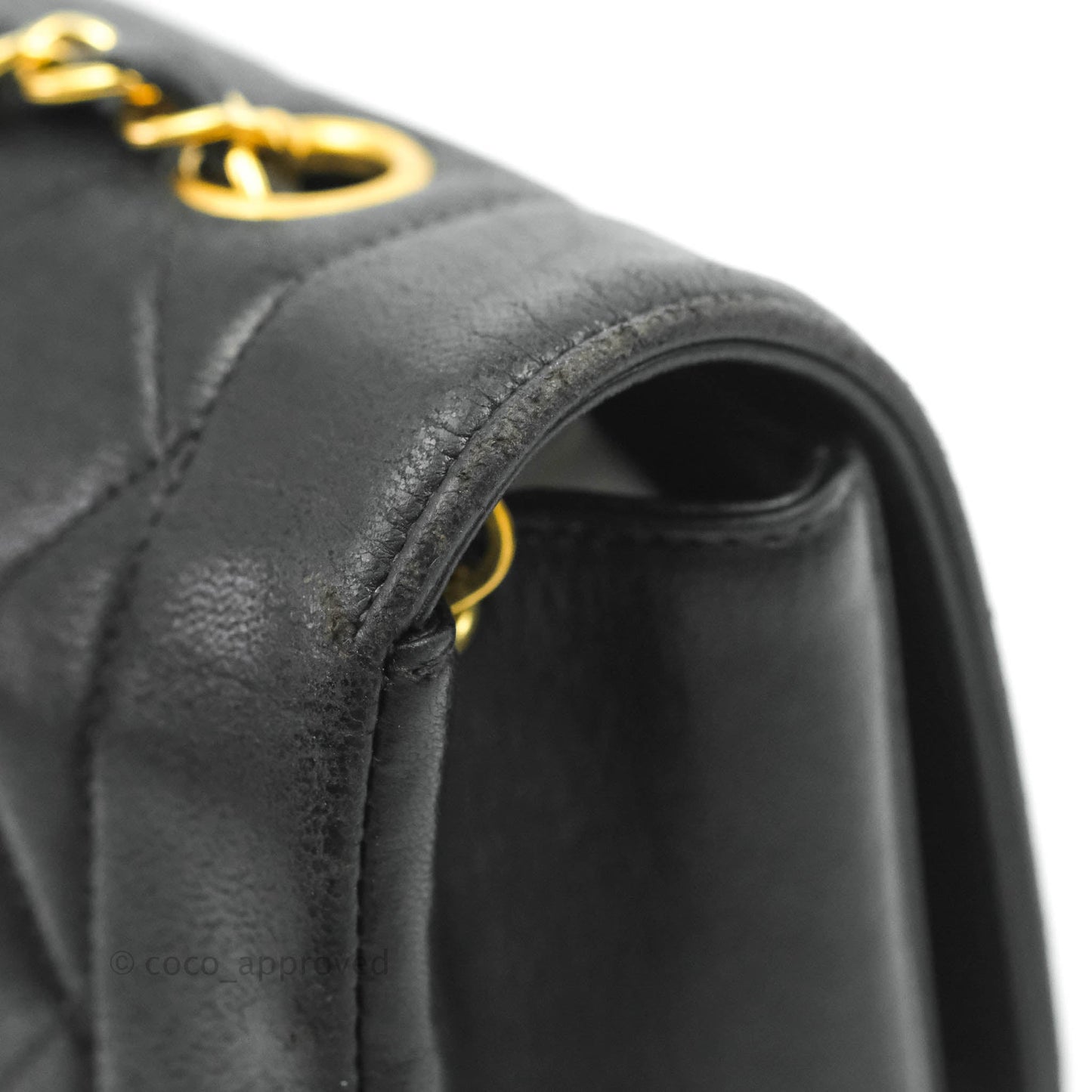 Chanel Vintage Small Classic Diana Flap Bag Black Lambskin 24K Gold Hardware