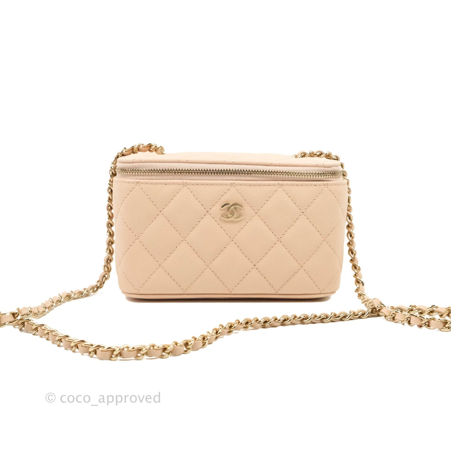 Chanel Vanity with Classic Chain Light Beige Caviar Gold Hardware 22C