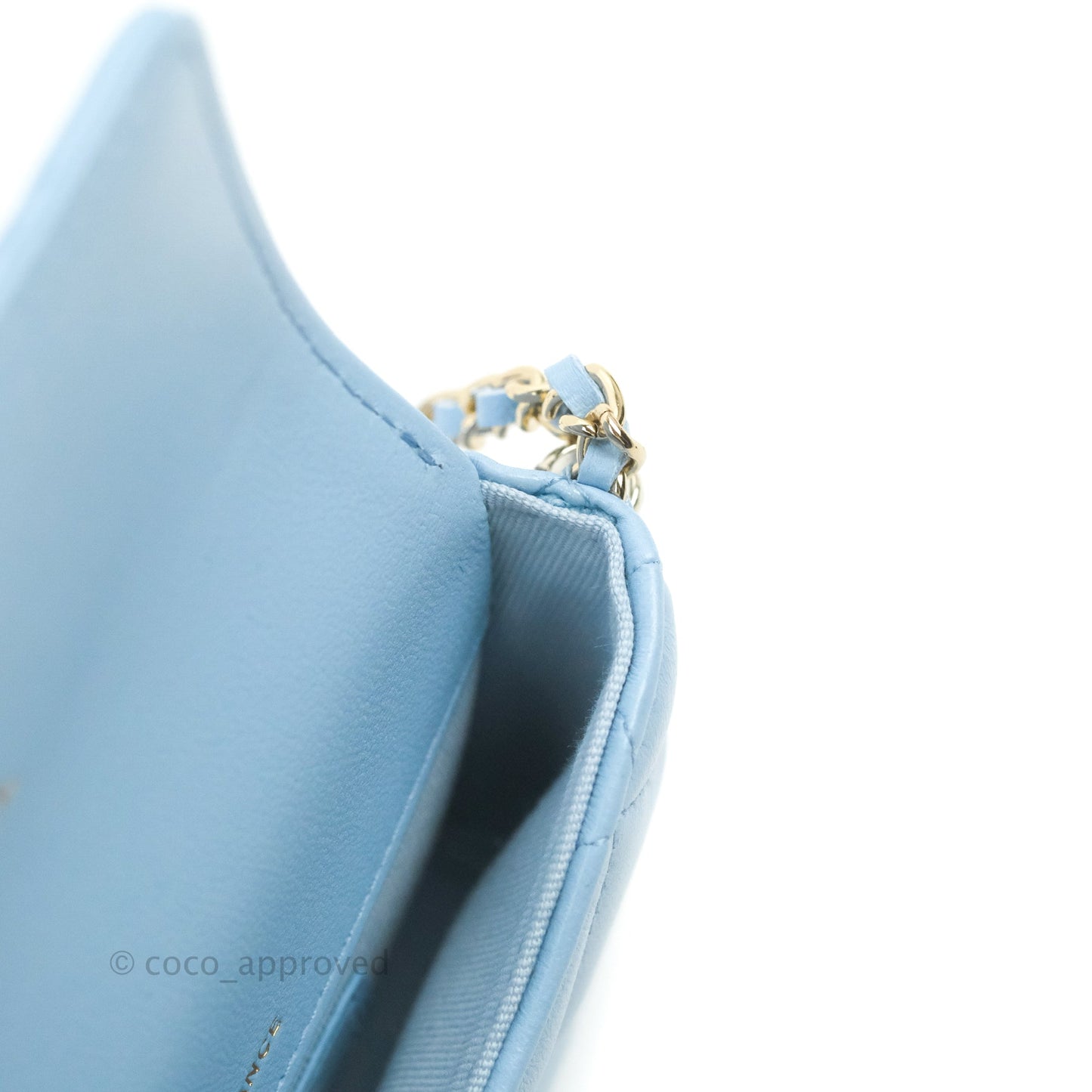 Chanel Mini Clutch With Chain Blue Lambskin Gold Hardware
