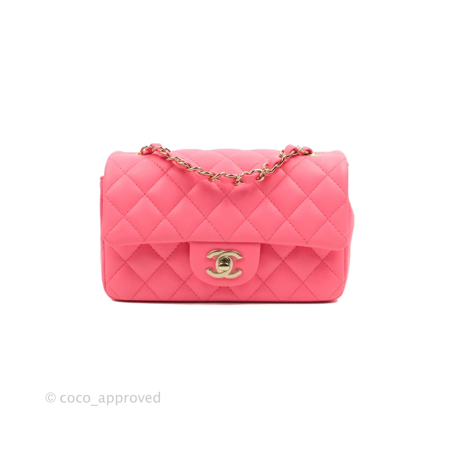 Chanel Quilted Mini Rectangular Flap Pink Lambskin Gold Hardware