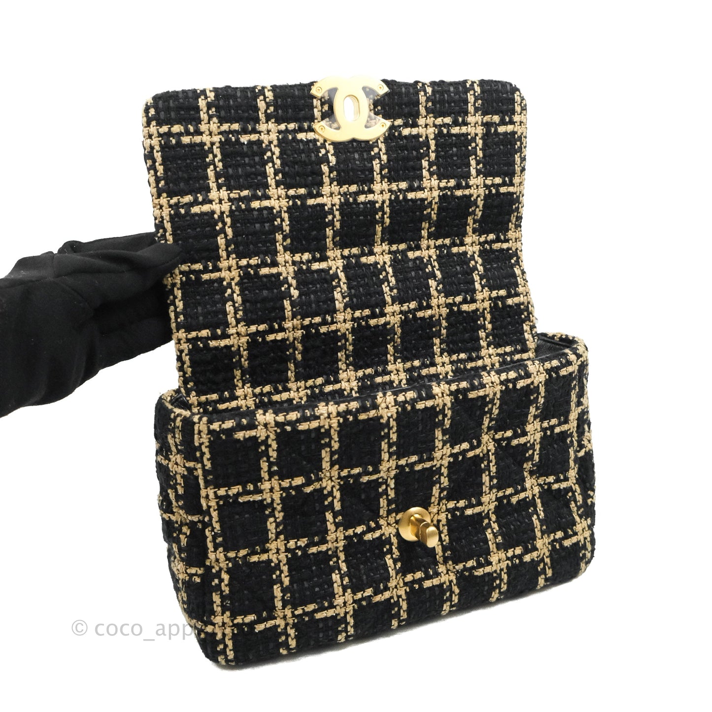 Chanel 19 Small Tweed Black Beige Mixed Hardware
